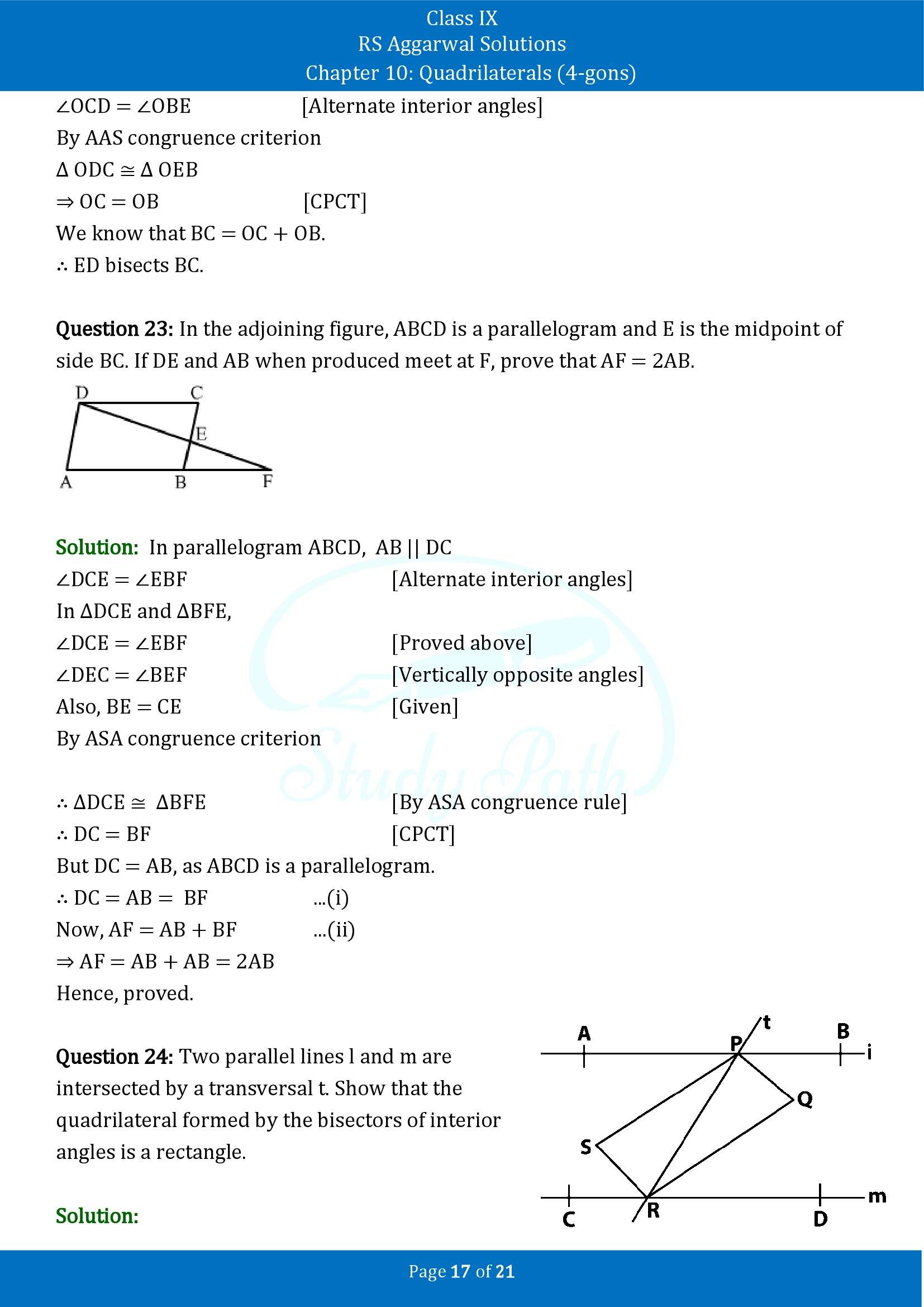 RS Aggarwal Solutions Class 9 Chapter 10 Quadrilaterals 4 gons Exercise 10B 00017