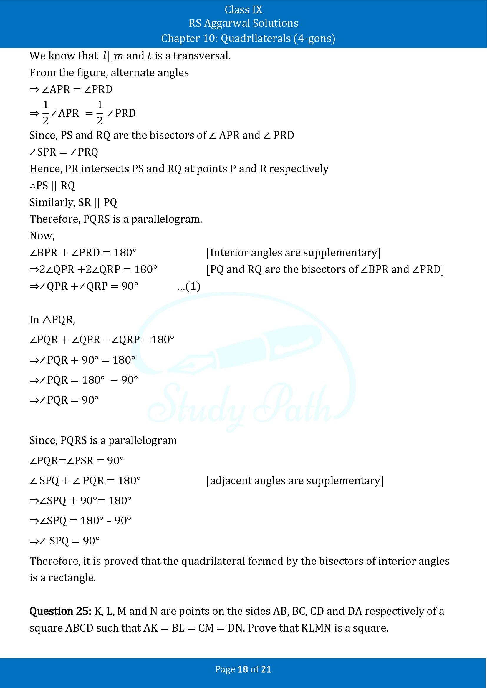 RS Aggarwal Solutions Class 9 Chapter 10 Quadrilaterals 4 gons Exercise 10B 00018