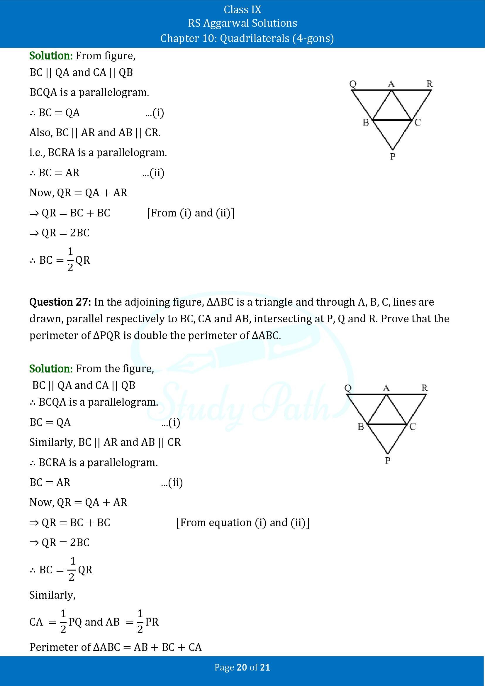 RS Aggarwal Solutions Class 9 Chapter 10 Quadrilaterals 4 gons Exercise 10B 00020