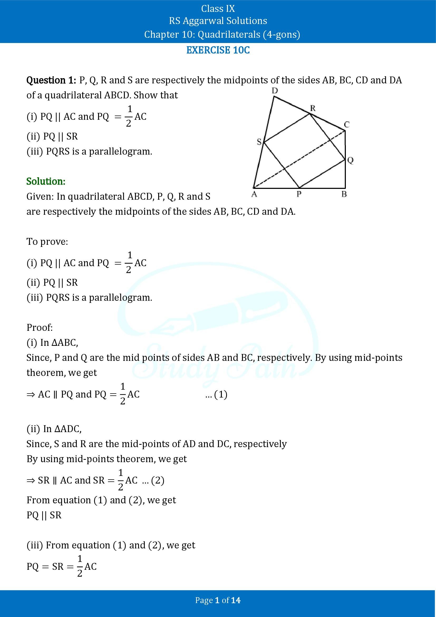 RS Aggarwal Solutions Class 9 Chapter 10 Quadrilaterals 4 gons Exercise 10C 00001