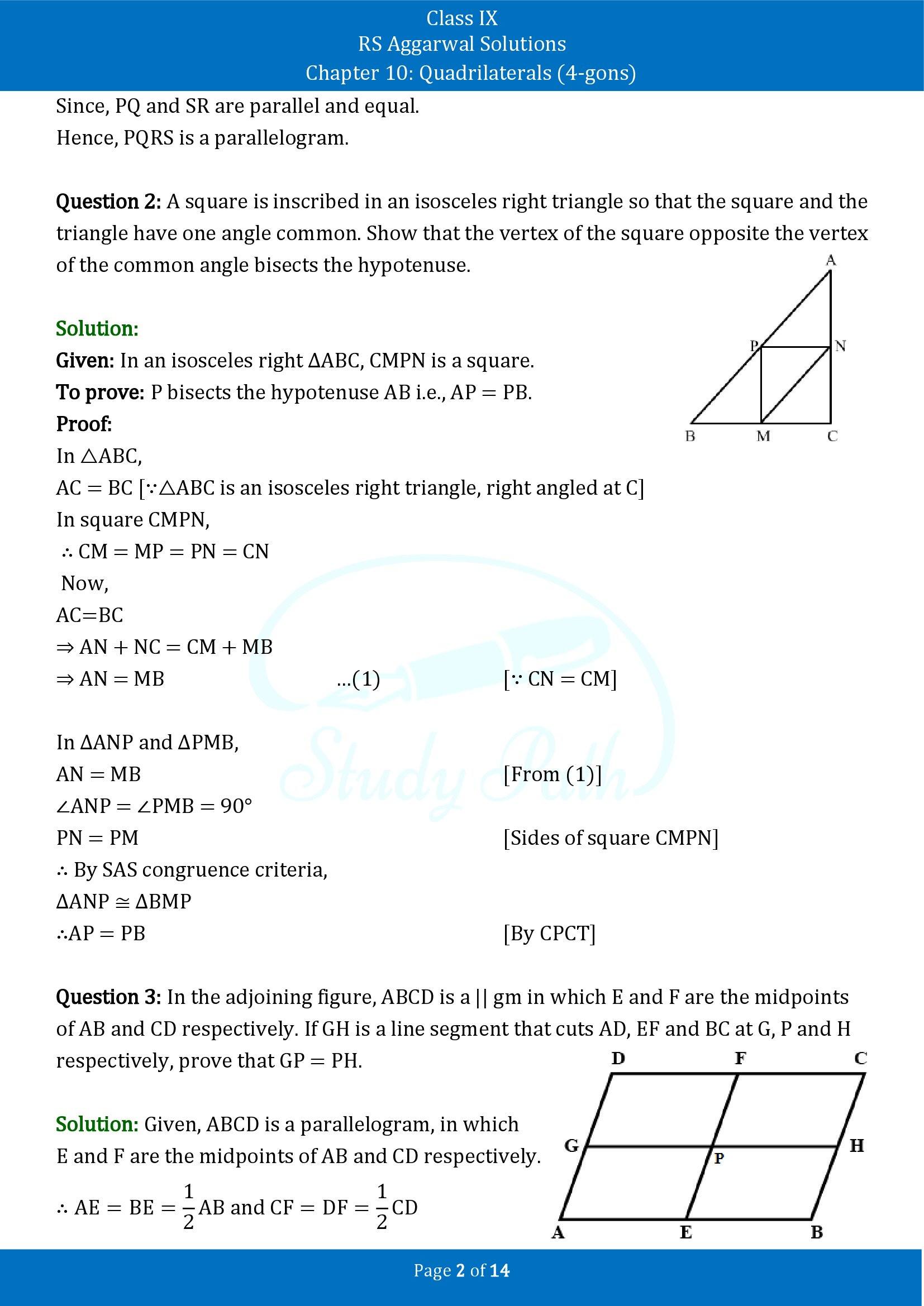 RS Aggarwal Solutions Class 9 Chapter 10 Quadrilaterals 4 gons Exercise 10C 00002