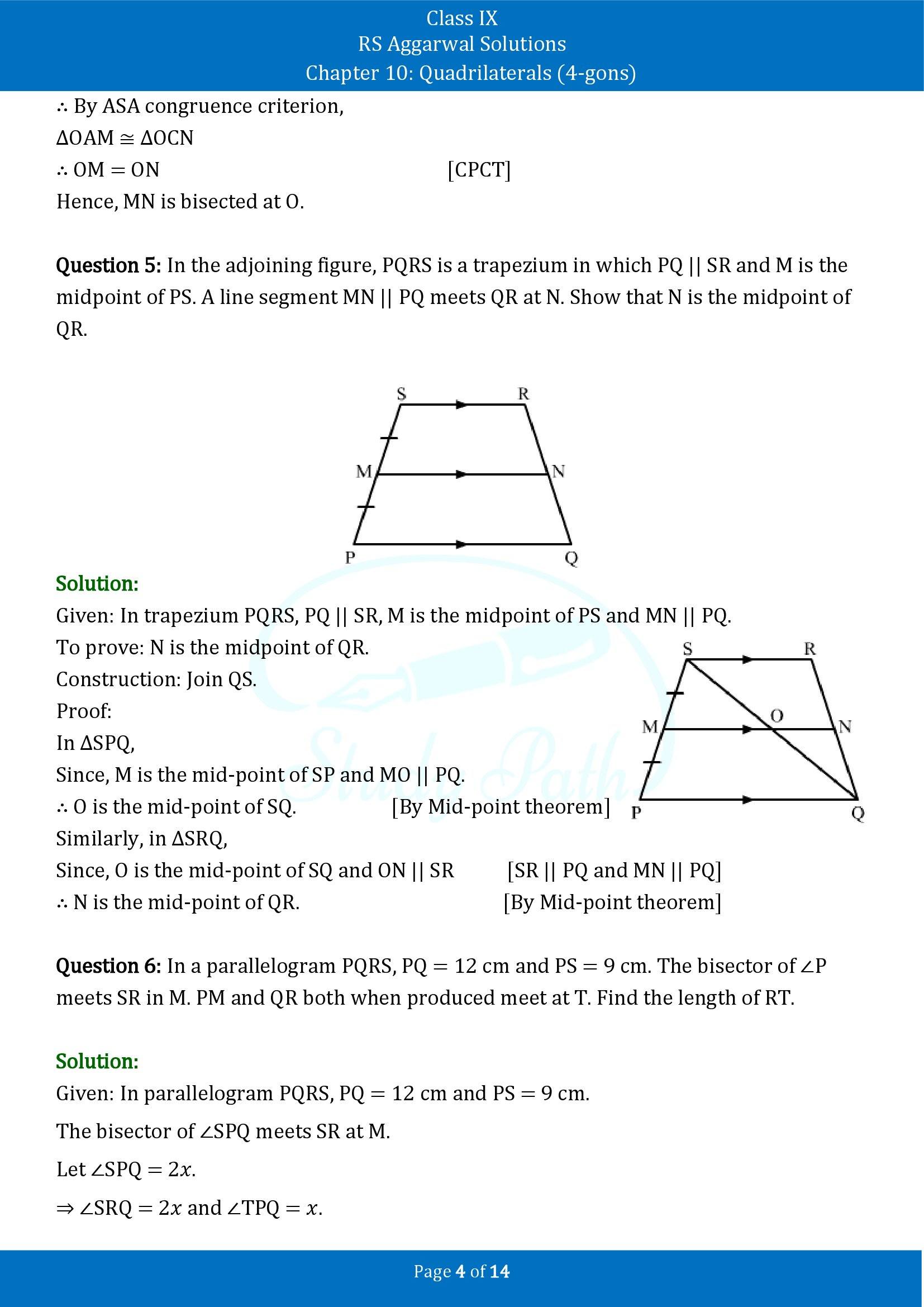 RS Aggarwal Solutions Class 9 Chapter 10 Quadrilaterals 4 gons Exercise 10C 00004