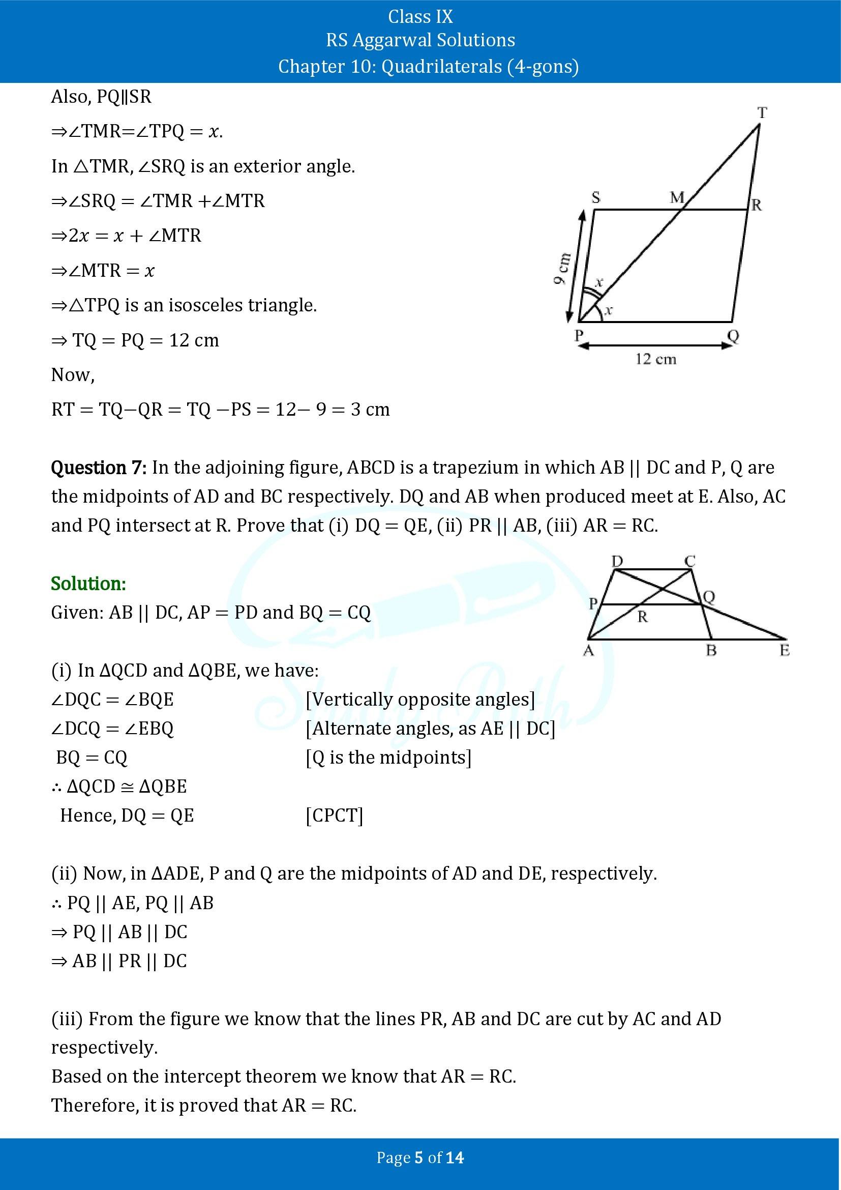 RS Aggarwal Solutions Class 9 Chapter 10 Quadrilaterals 4 gons Exercise 10C 00005