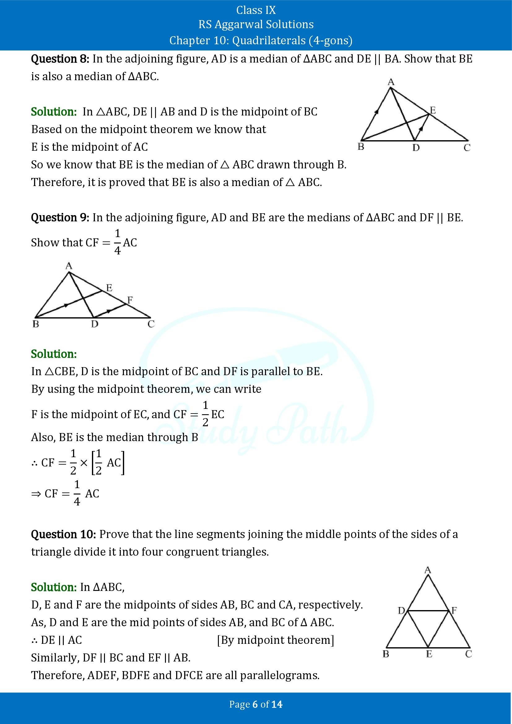 RS Aggarwal Solutions Class 9 Chapter 10 Quadrilaterals 4 gons Exercise 10C 00006