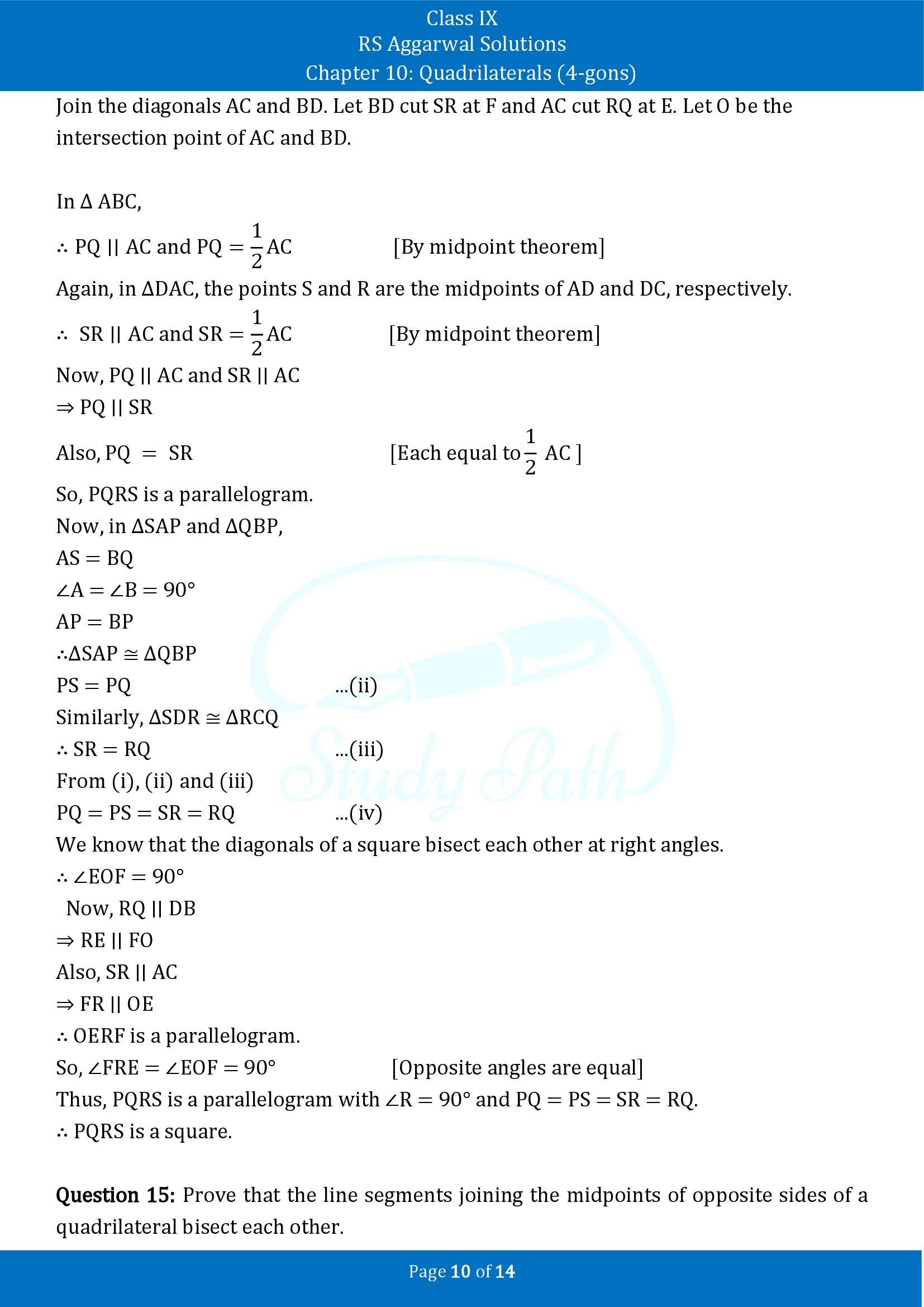 RS Aggarwal Solutions Class 9 Chapter 10 Quadrilaterals 4 gons Exercise 10C 00010