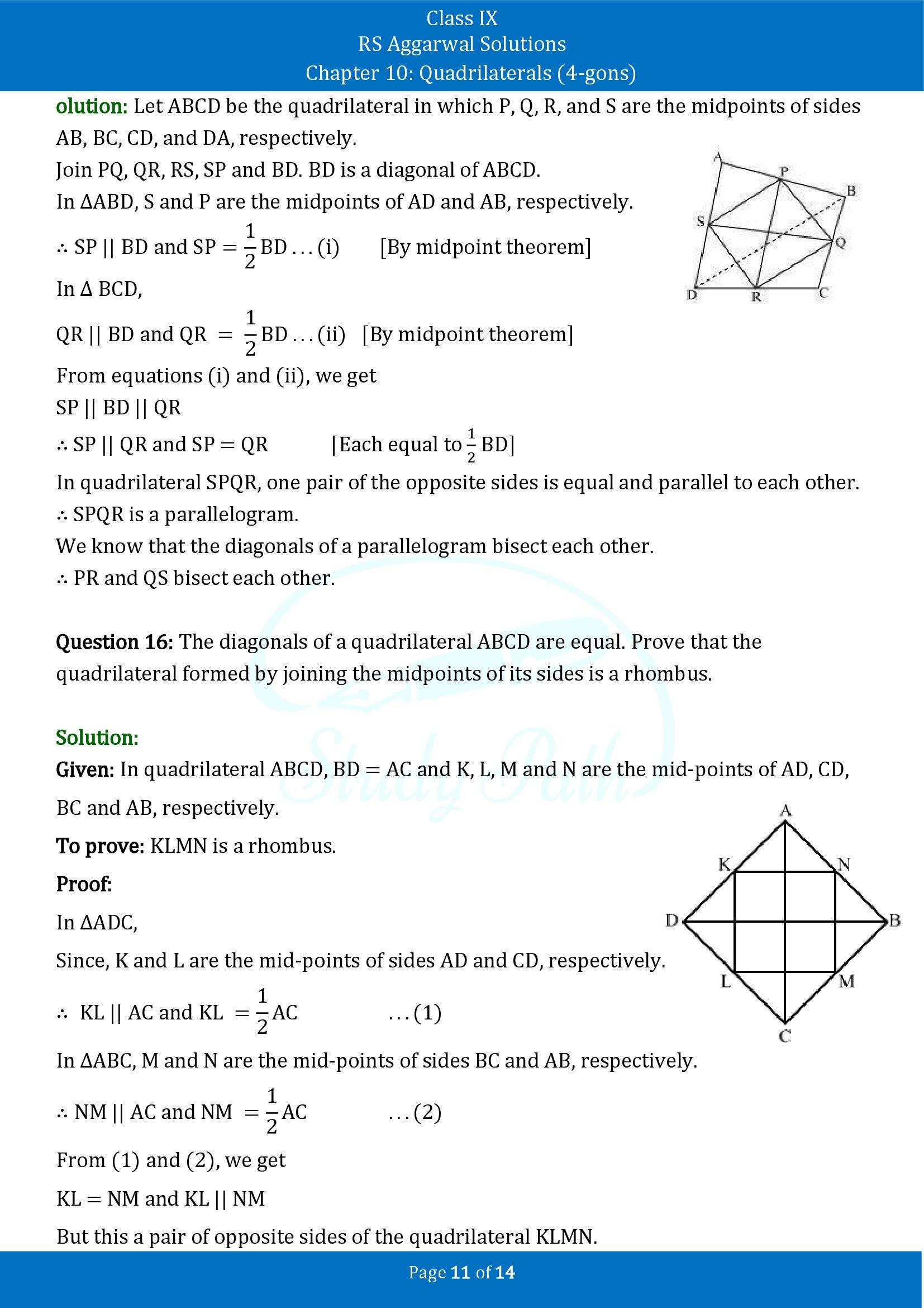 RS Aggarwal Solutions Class 9 Chapter 10 Quadrilaterals 4 gons Exercise 10C 00011