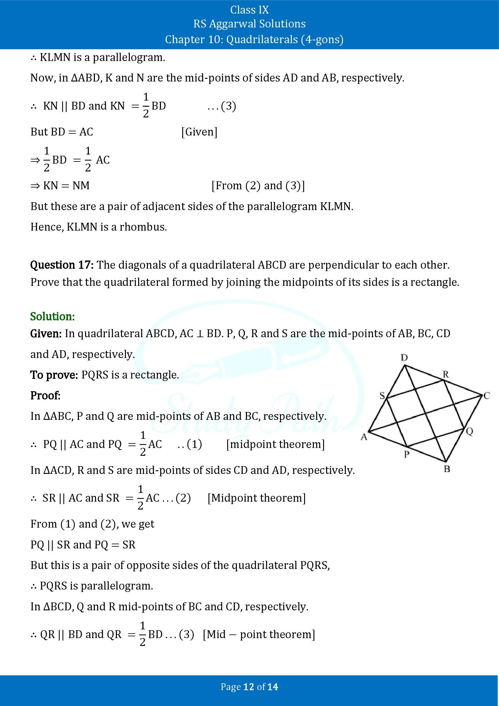 RS Aggarwal Solutions Class 9 Chapter 10 Quadrilaterals 4 gons Exercise 10C 00012