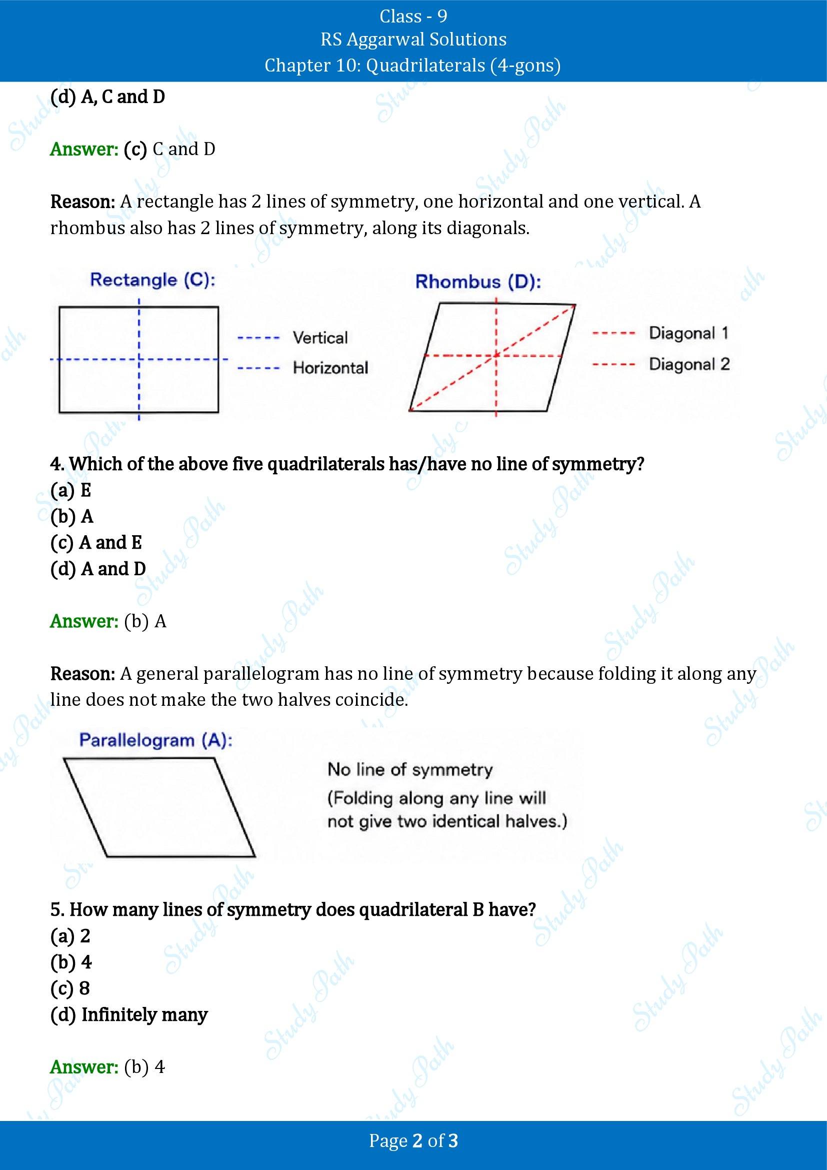 RS Aggarwal Solutions Class 9 Chapter 10 Quadrilaterals 4 gons Exercise 10D 00002