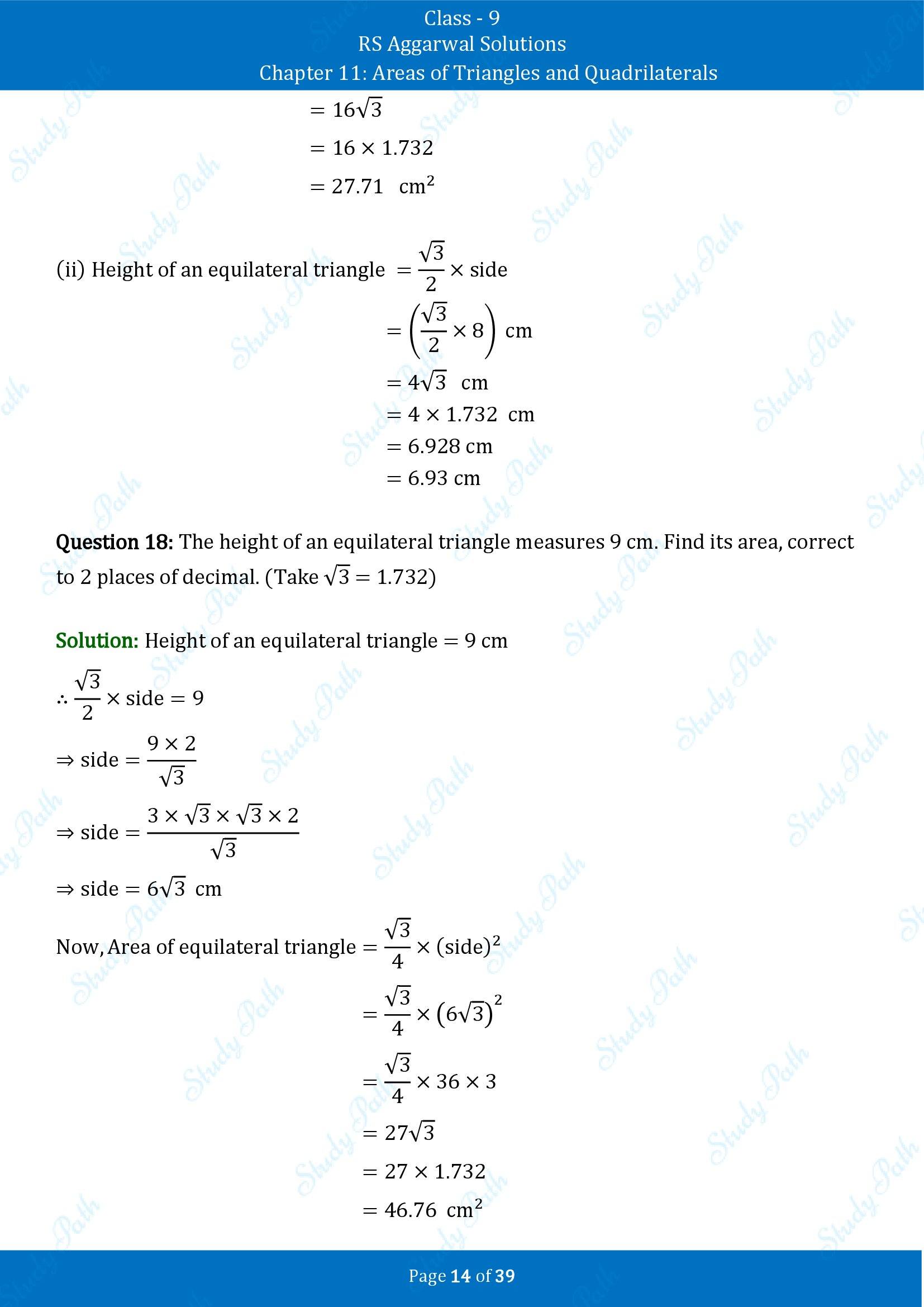 RS Aggarwal Solutions Class 9 Chapter 11 Areas of Triangles and Quadrilaterals Exercise 11 00014
