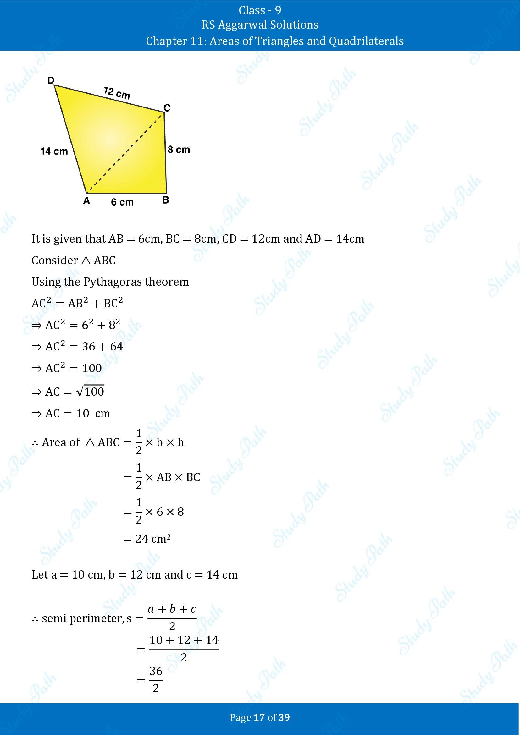 RS Aggarwal Solutions Class 9 Chapter 11 Areas of Triangles and Quadrilaterals Exercise 11 00017