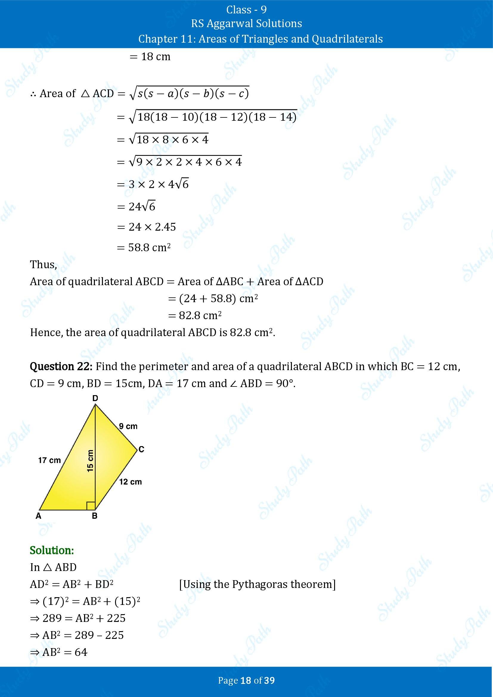 RS Aggarwal Solutions Class 9 Chapter 11 Areas of Triangles and Quadrilaterals Exercise 11 00018