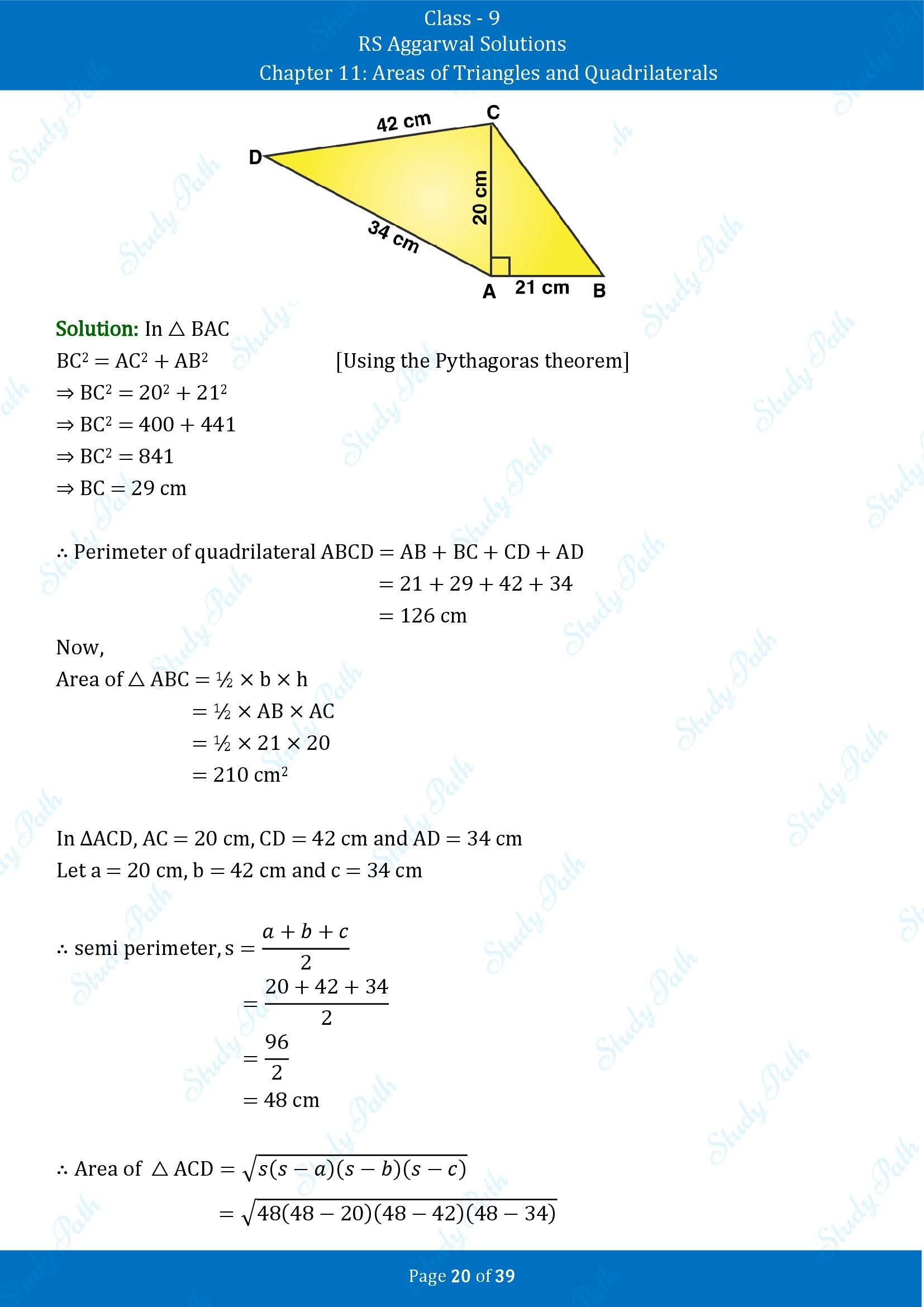 RS Aggarwal Solutions Class 9 Chapter 11 Areas of Triangles and Quadrilaterals Exercise 11 00020
