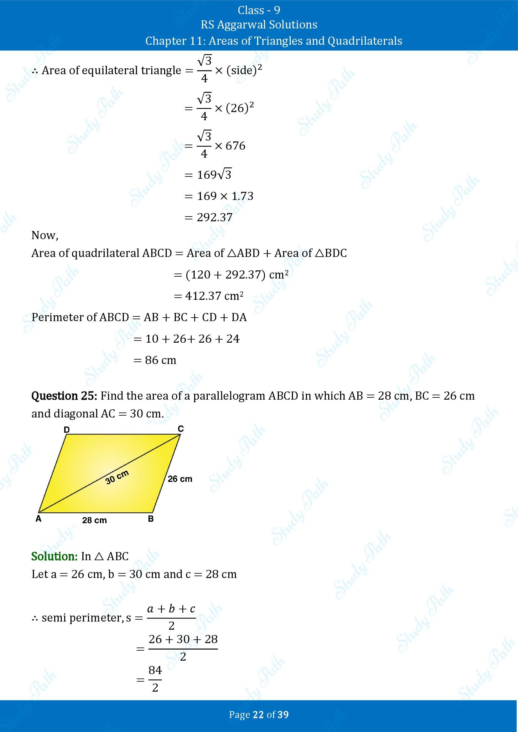 RS Aggarwal Solutions Class 9 Chapter 11 Areas of Triangles and Quadrilaterals Exercise 11 00022