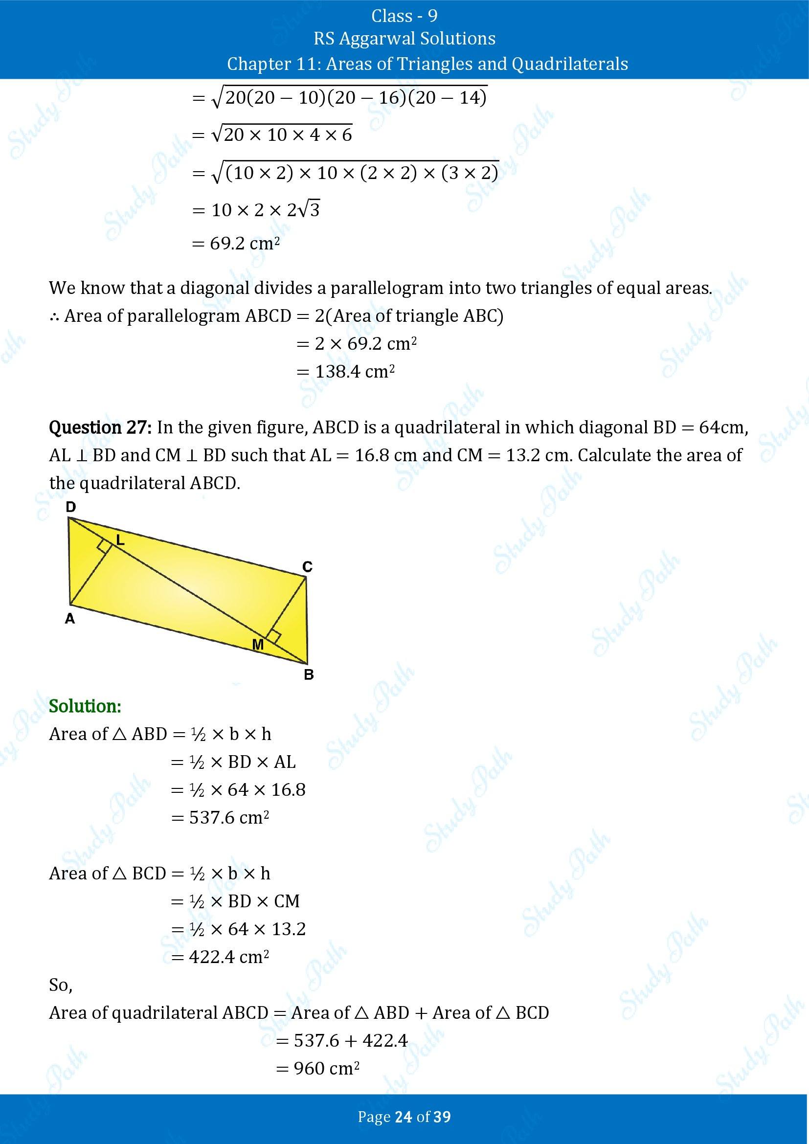 RS Aggarwal Solutions Class 9 Chapter 11 Areas of Triangles and Quadrilaterals Exercise 11 00024