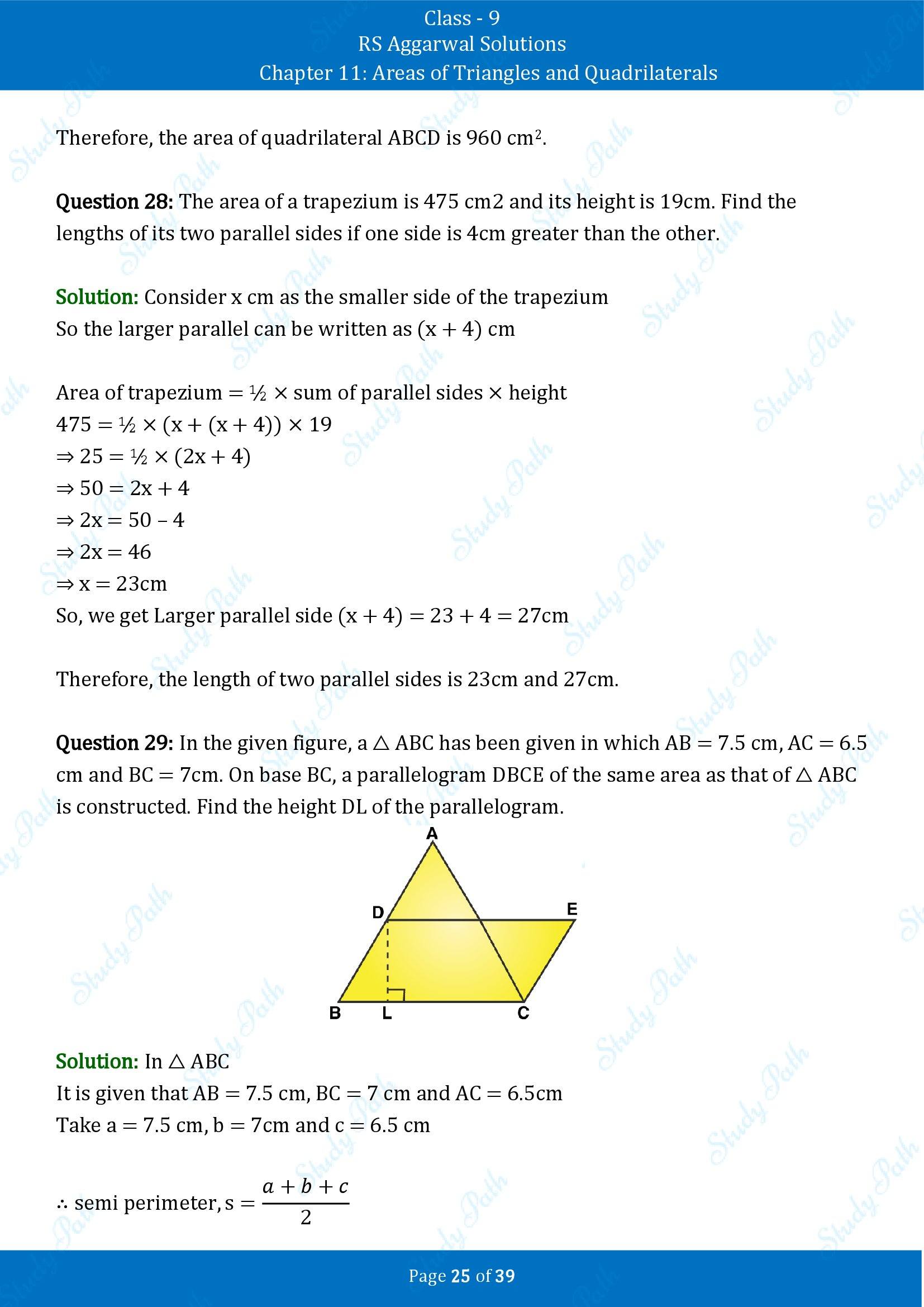 RS Aggarwal Solutions Class 9 Chapter 11 Areas of Triangles and Quadrilaterals Exercise 11 00025