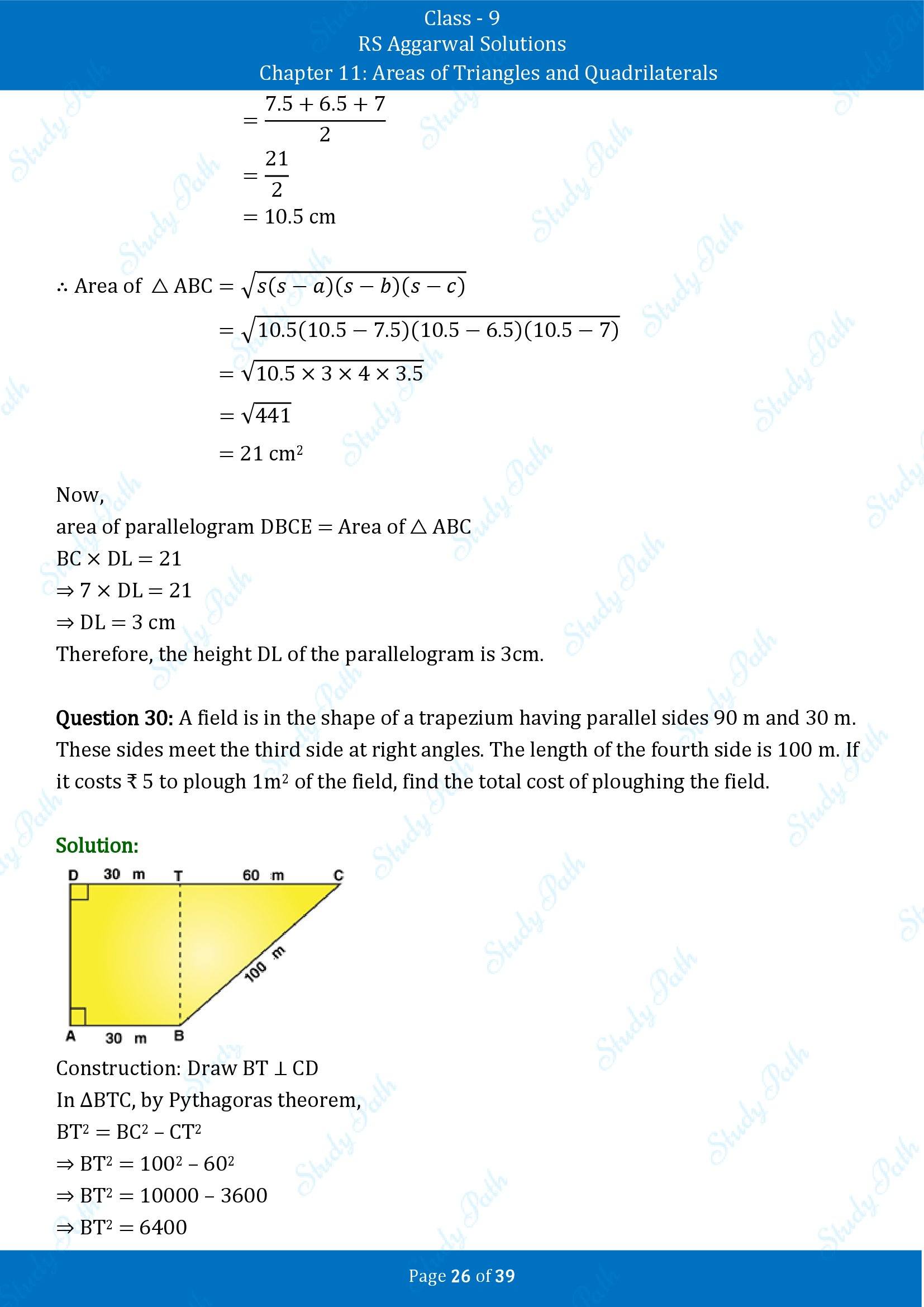 RS Aggarwal Solutions Class 9 Chapter 11 Areas of Triangles and Quadrilaterals Exercise 11 00026
