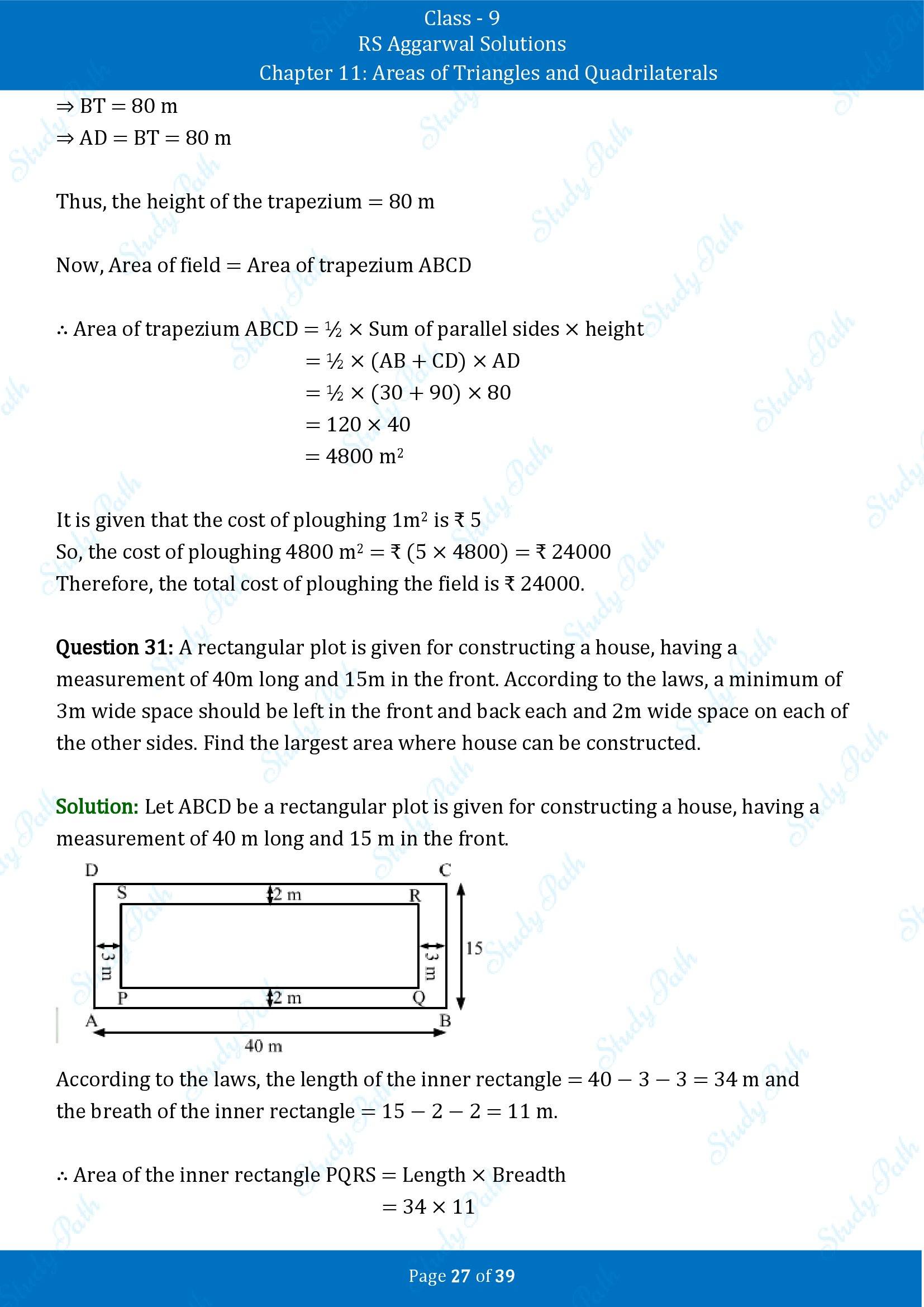 RS Aggarwal Solutions Class 9 Chapter 11 Areas of Triangles and Quadrilaterals Exercise 11 00027
