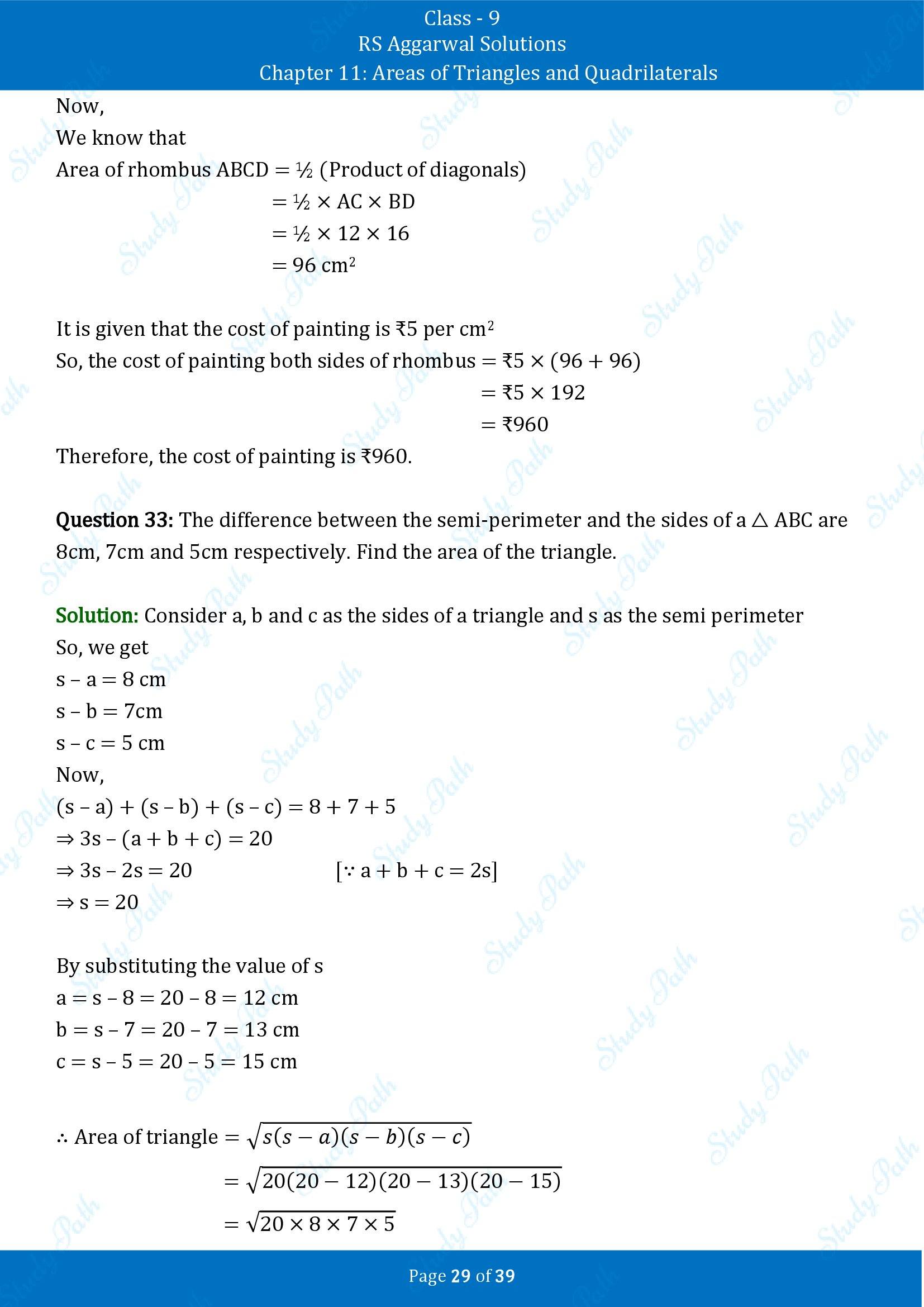 RS Aggarwal Solutions Class 9 Chapter 11 Areas of Triangles and Quadrilaterals Exercise 11 00029