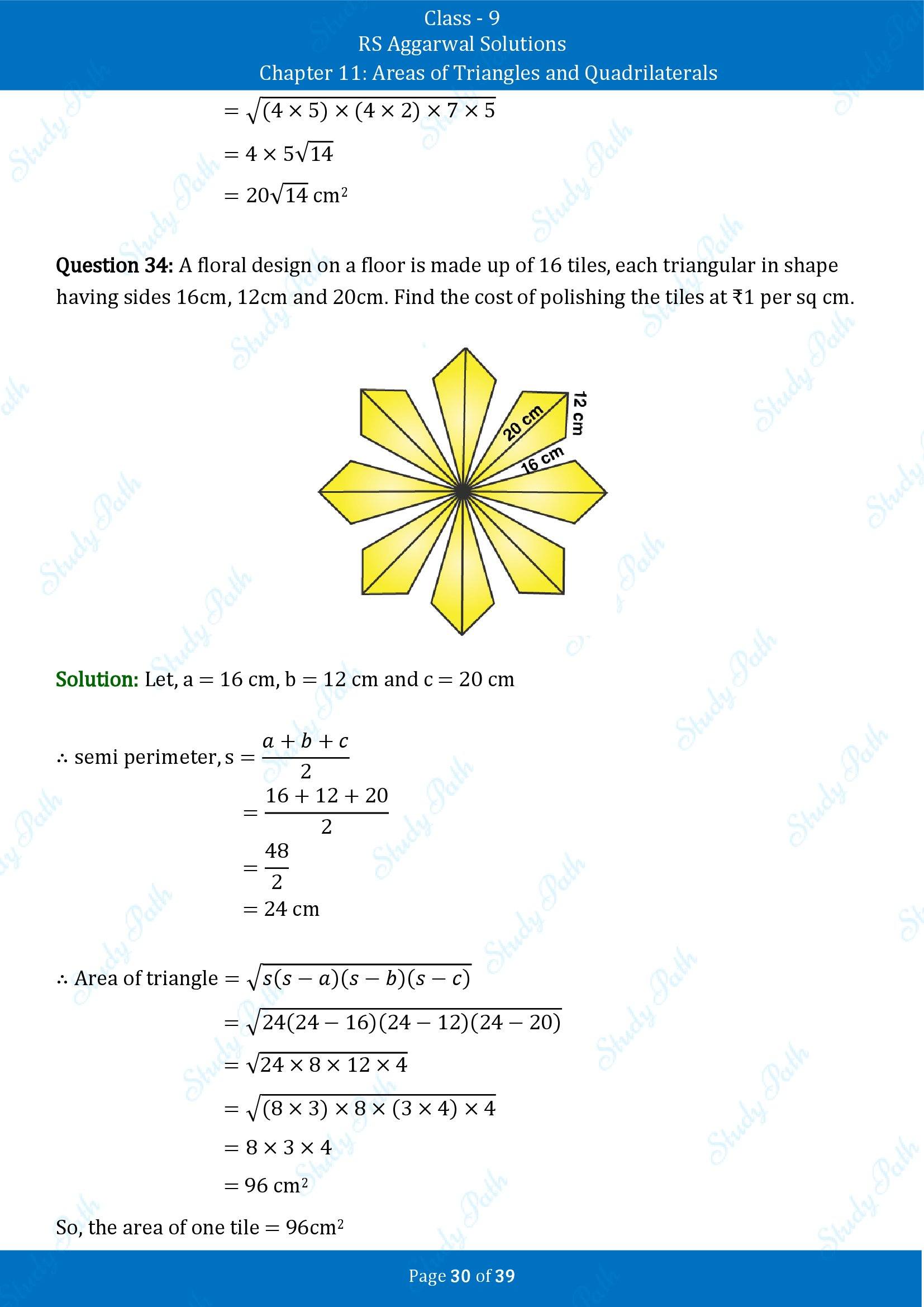 RS Aggarwal Solutions Class 9 Chapter 11 Areas of Triangles and Quadrilaterals Exercise 11 00030