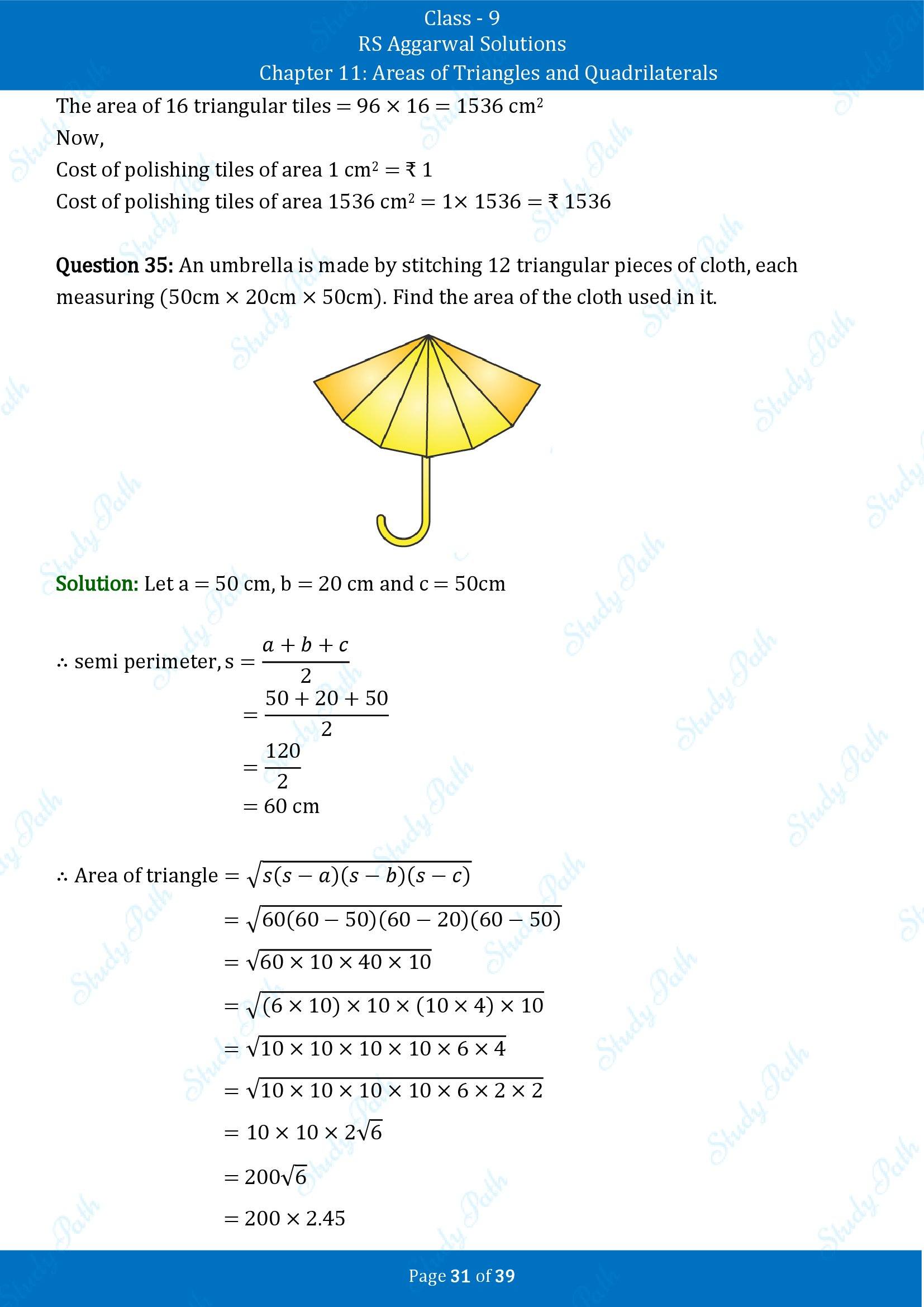 RS Aggarwal Solutions Class 9 Chapter 11 Areas of Triangles and Quadrilaterals Exercise 11 00031