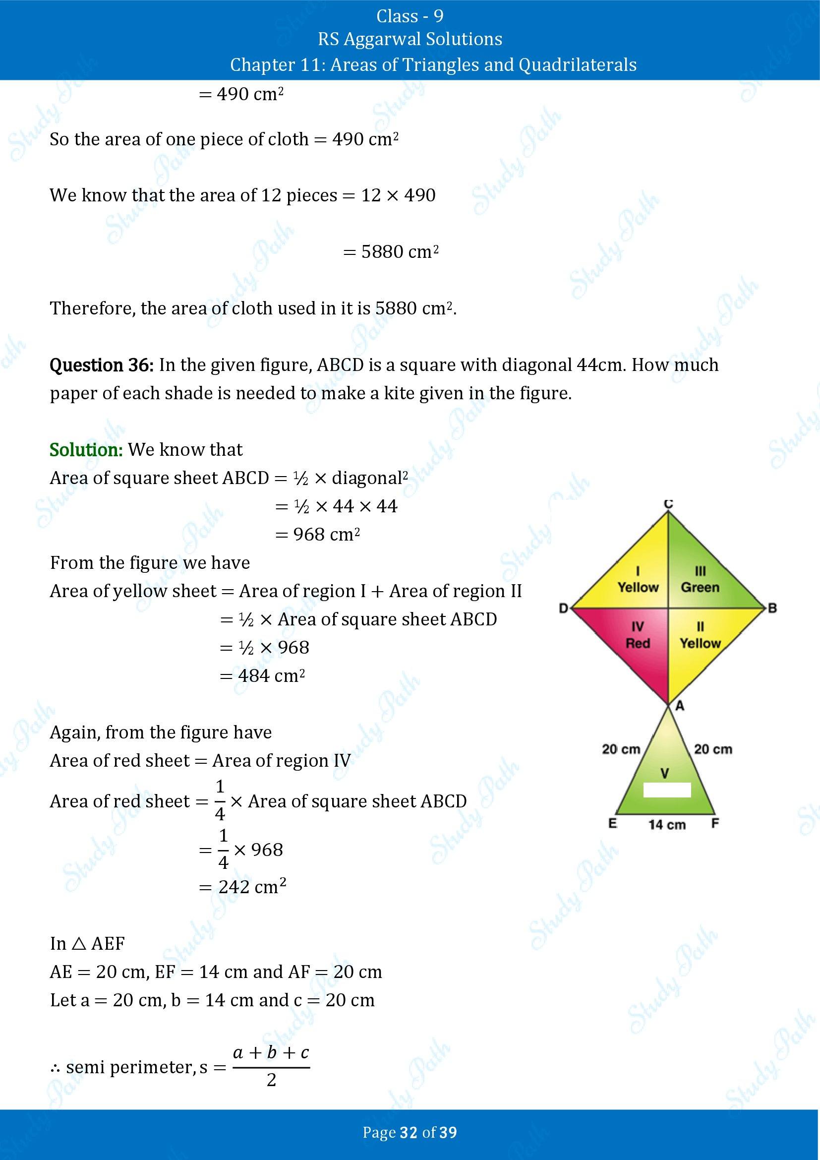 RS Aggarwal Solutions Class 9 Chapter 11 Areas of Triangles and Quadrilaterals Exercise 11 00032