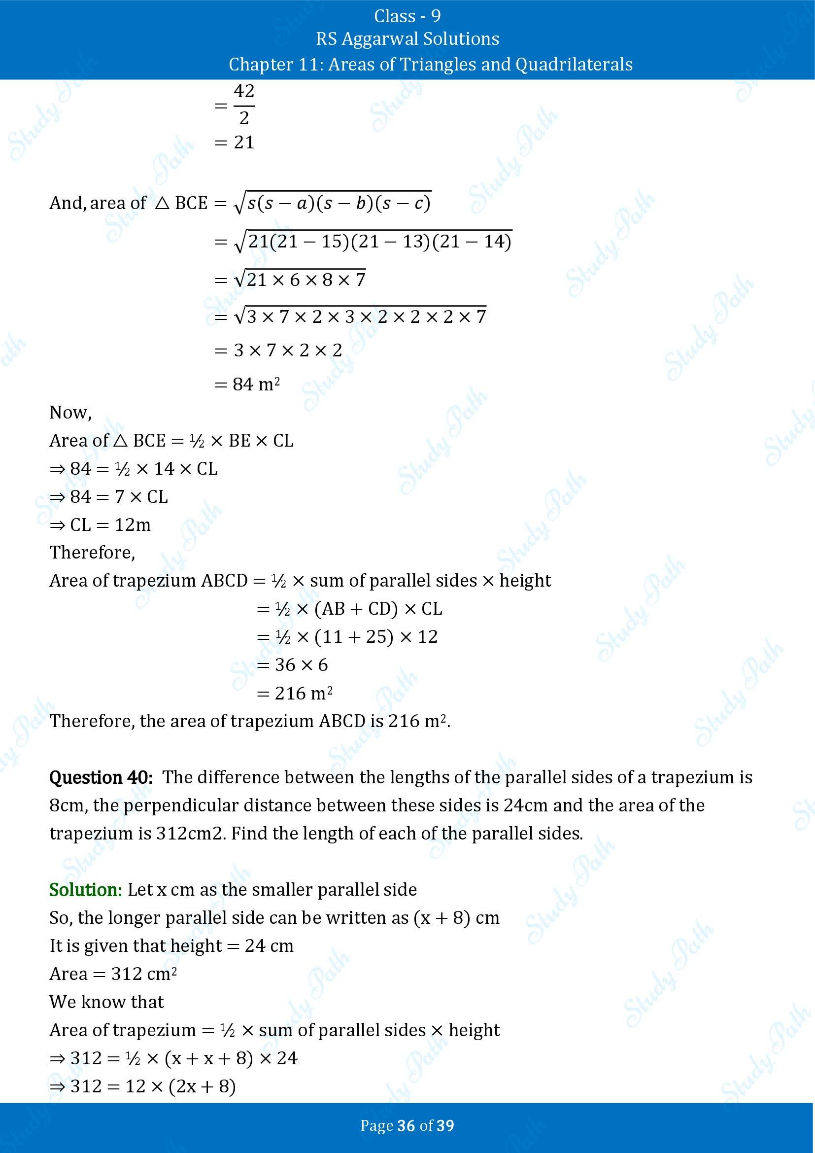 RS Aggarwal Solutions Class 9 Chapter 11 Areas of Triangles and Quadrilaterals Exercise 11 00036