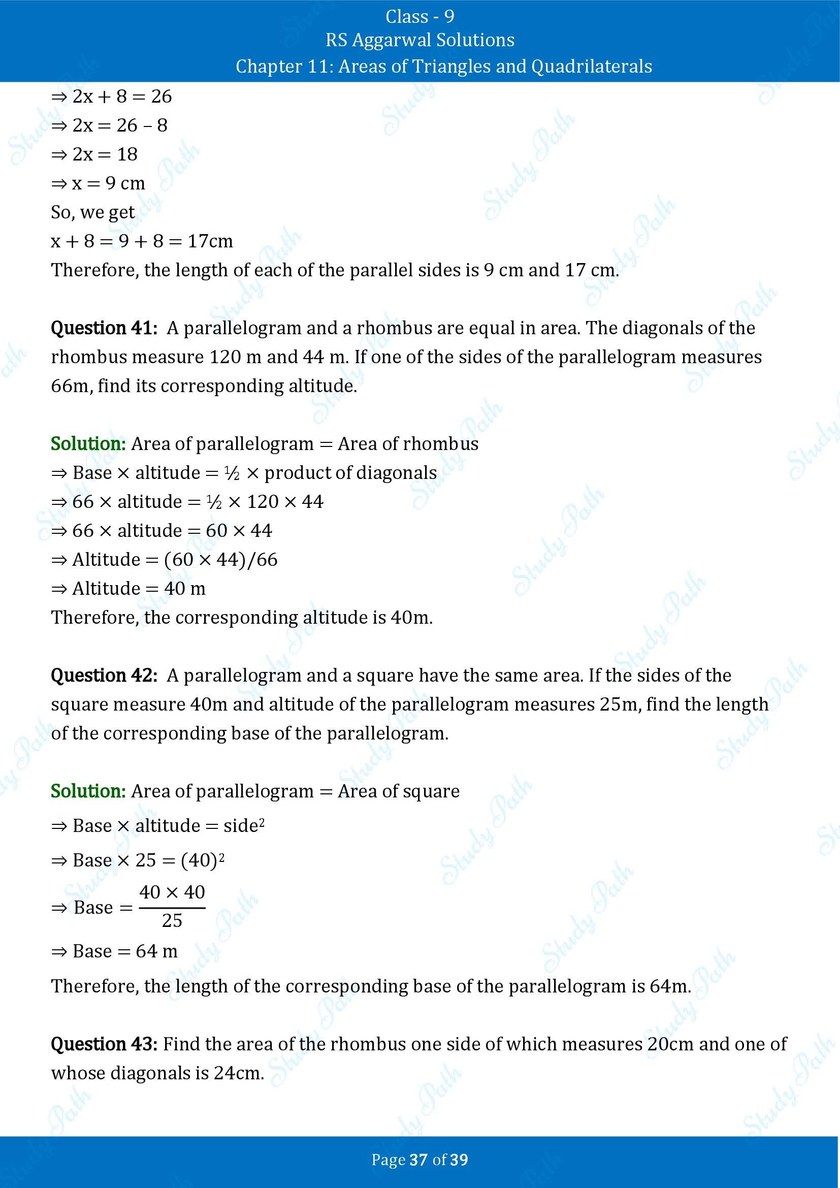 RS Aggarwal Solutions Class 9 Chapter 11 Areas of Triangles and Quadrilaterals Exercise 11 00037