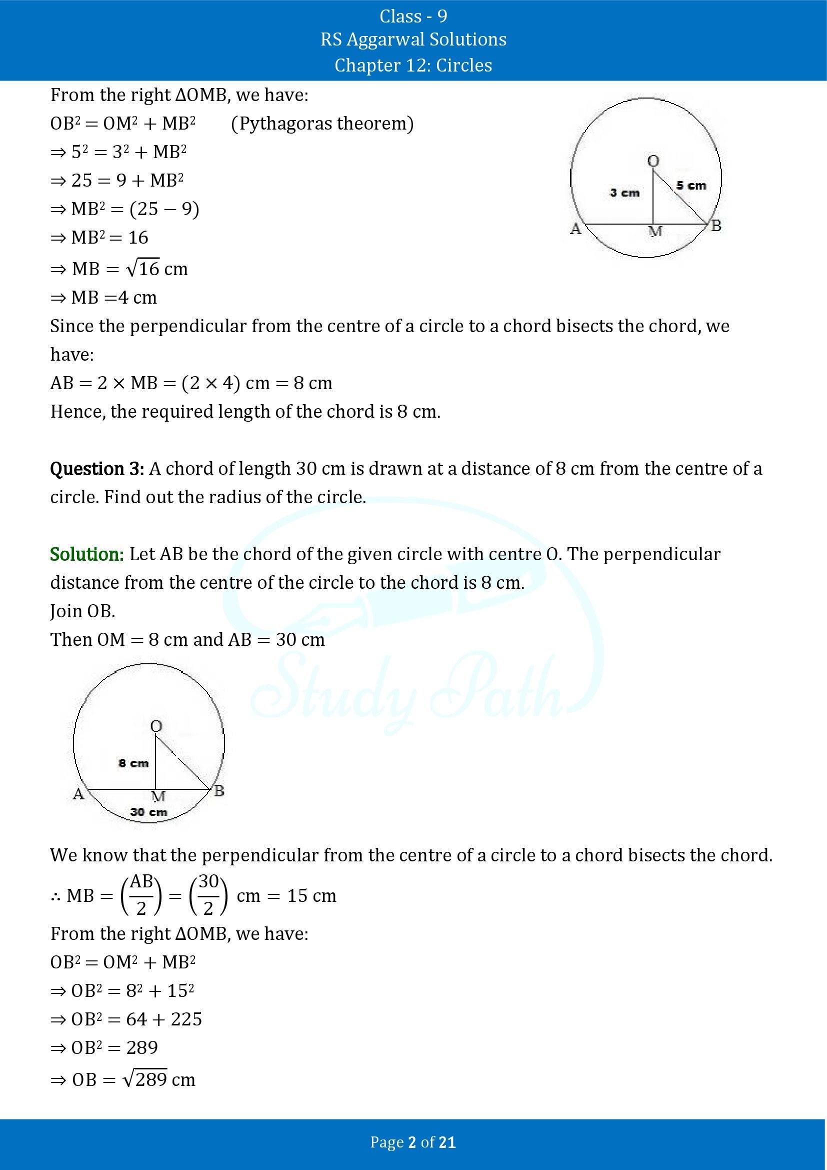 RS Aggarwal Solutions Class 9 Chapter 12 Circles Exercise 12A 00002