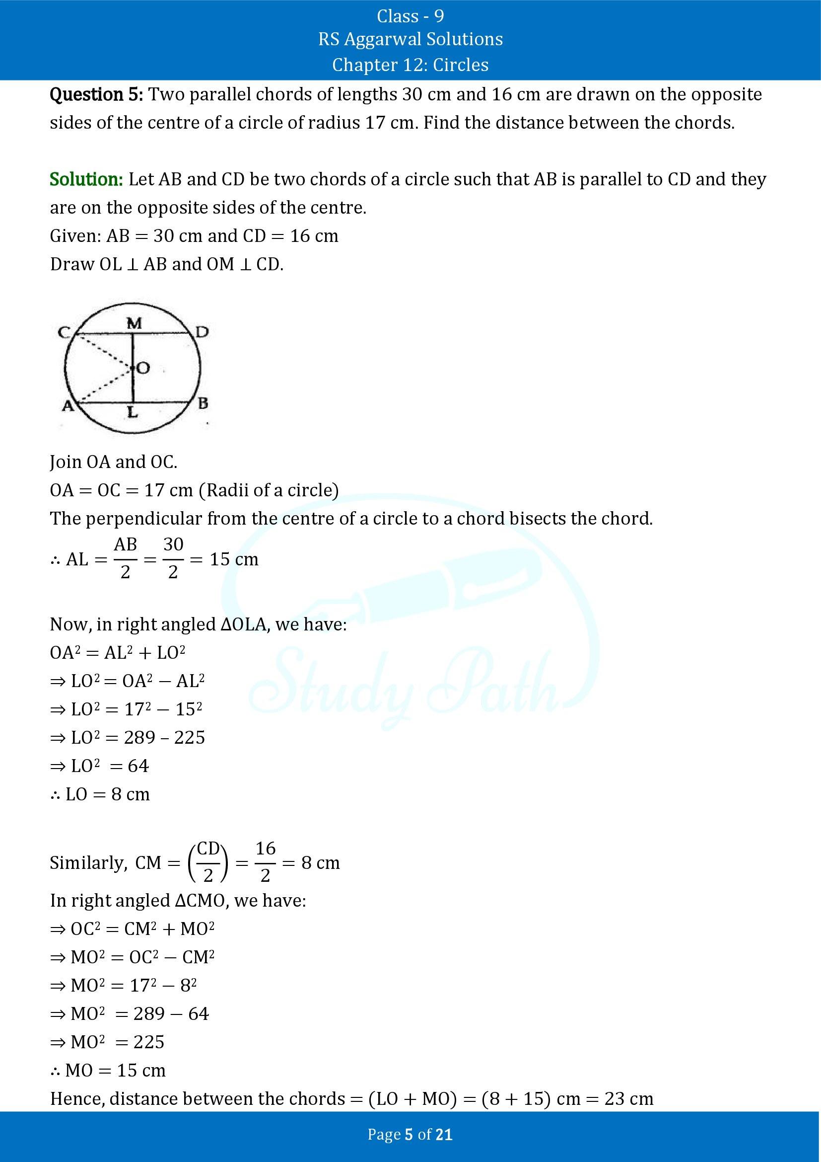 RS Aggarwal Solutions Class 9 Chapter 12 Circles Exercise 12A 00005