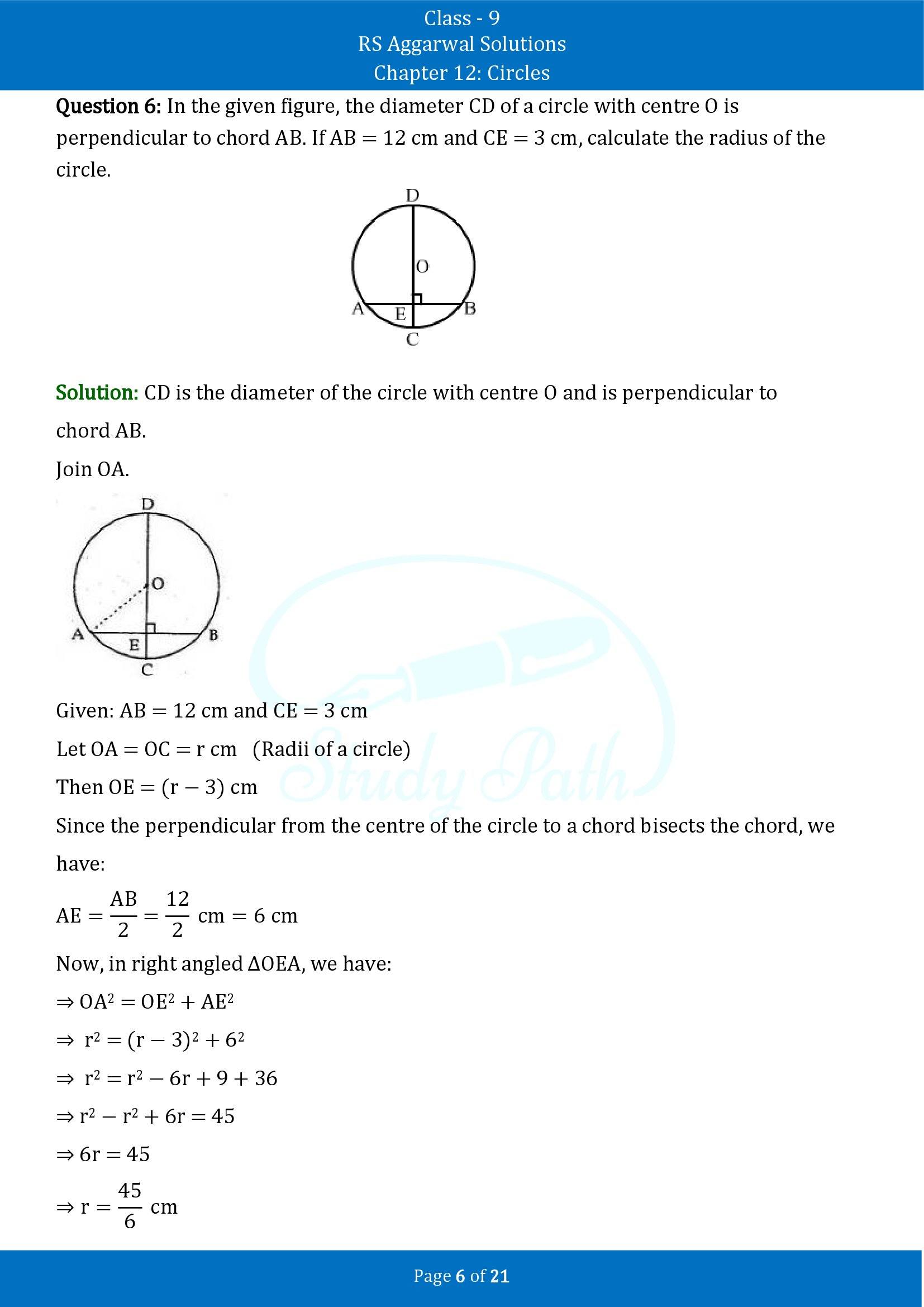 RS Aggarwal Solutions Class 9 Chapter 12 Circles Exercise 12A 00006