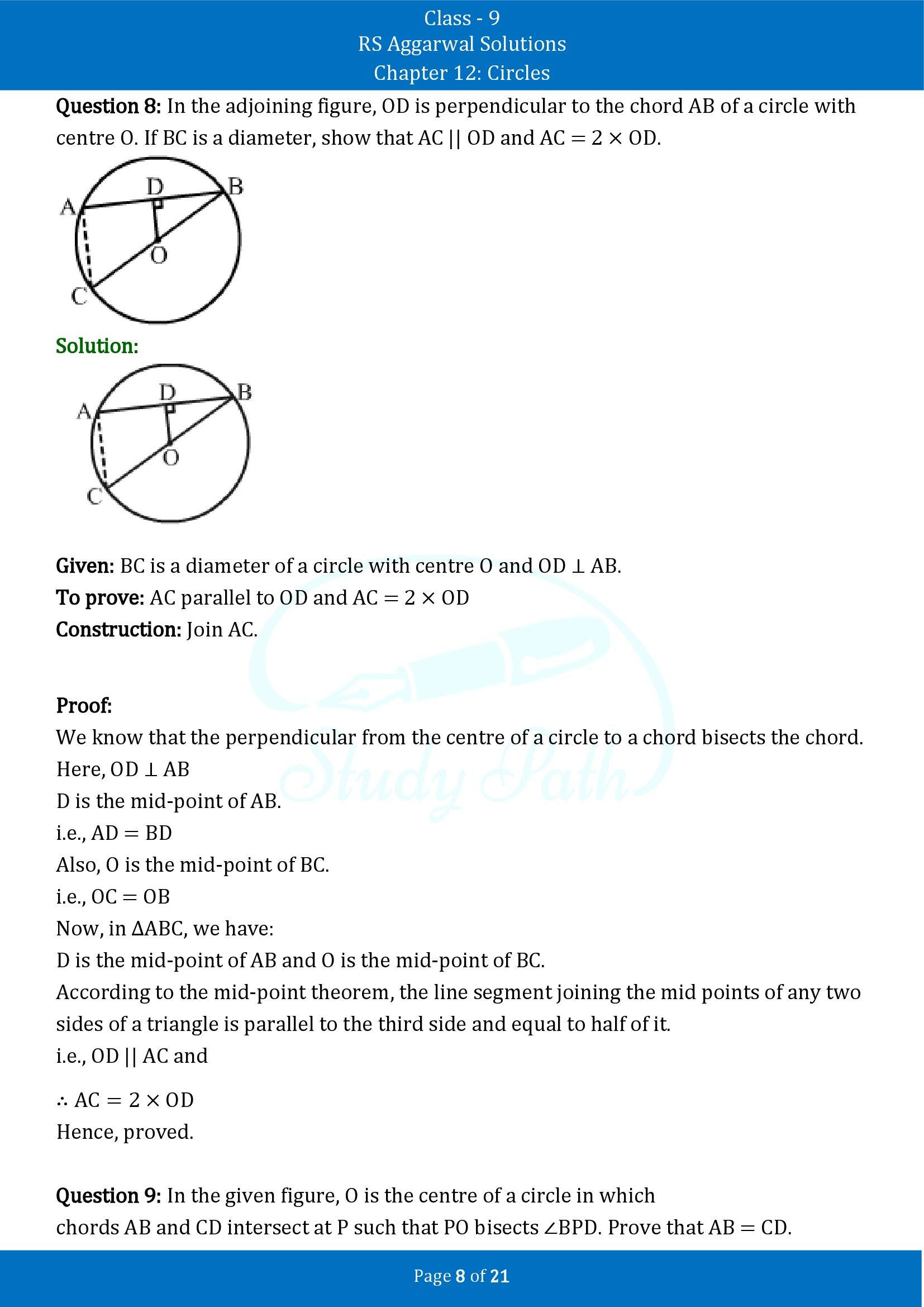 RS Aggarwal Solutions Class 9 Chapter 12 Circles Exercise 12A 00008