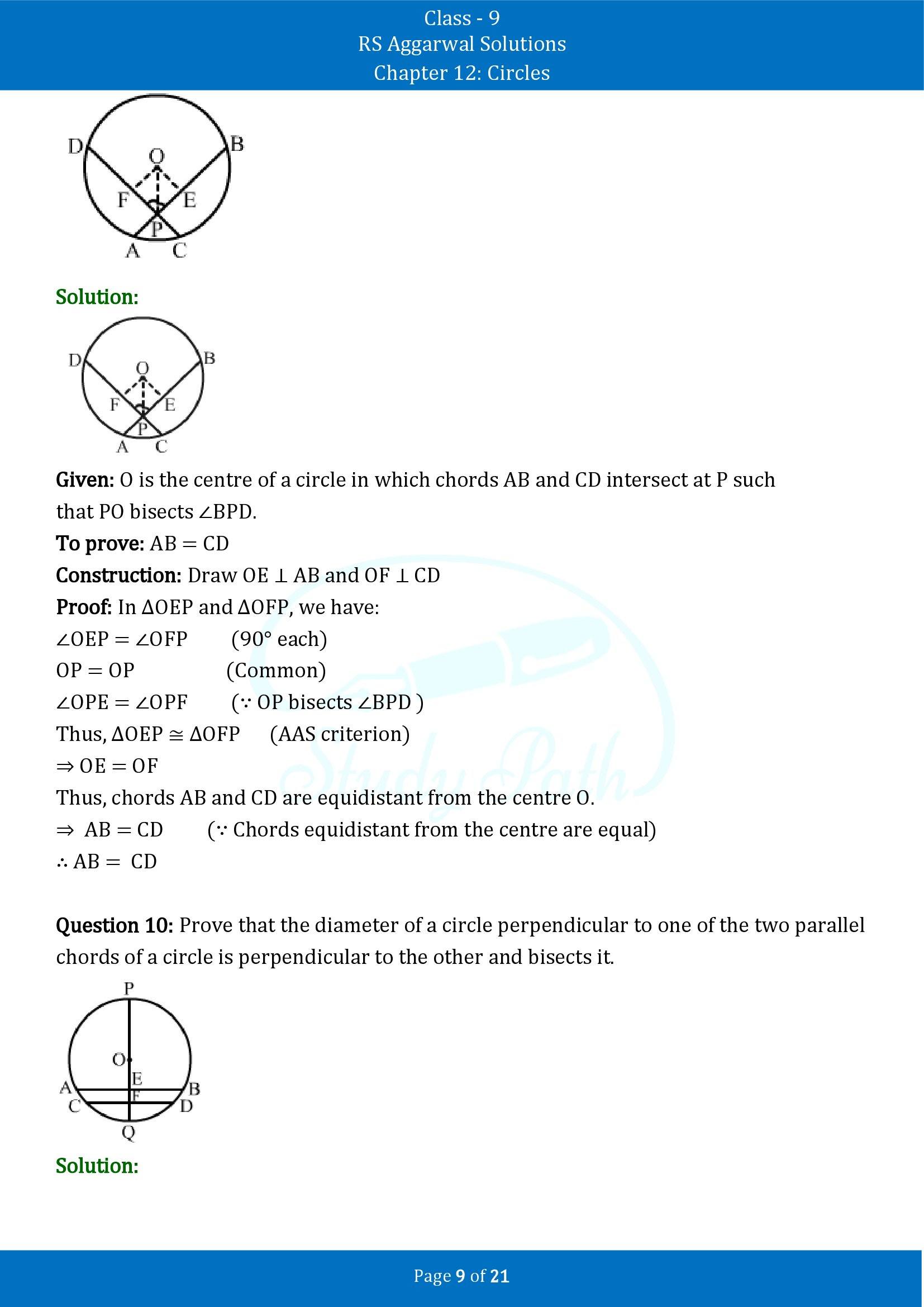 RS Aggarwal Solutions Class 9 Chapter 12 Circles Exercise 12A 00009