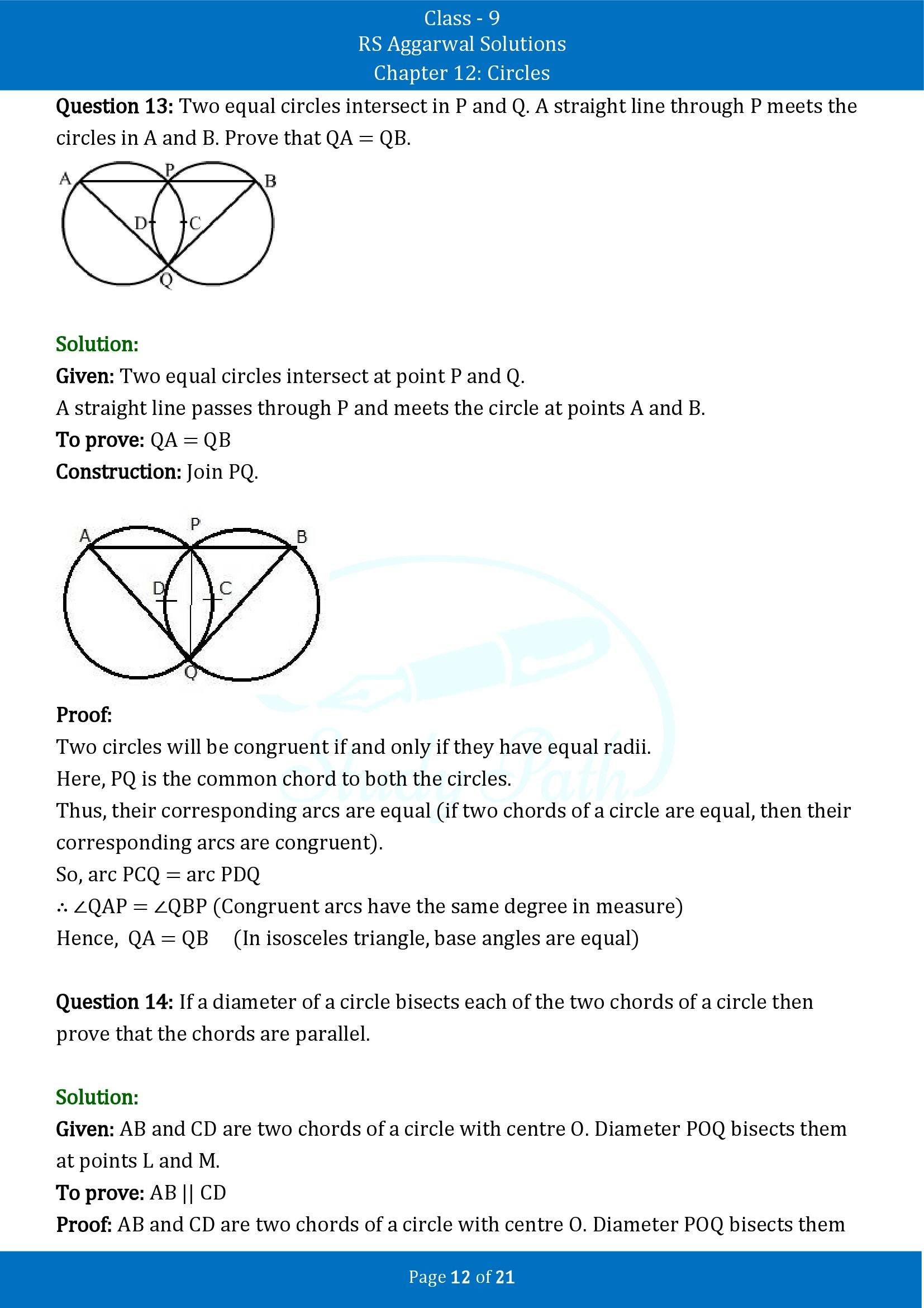 RS Aggarwal Solutions Class 9 Chapter 12 Circles Exercise 12A 00012
