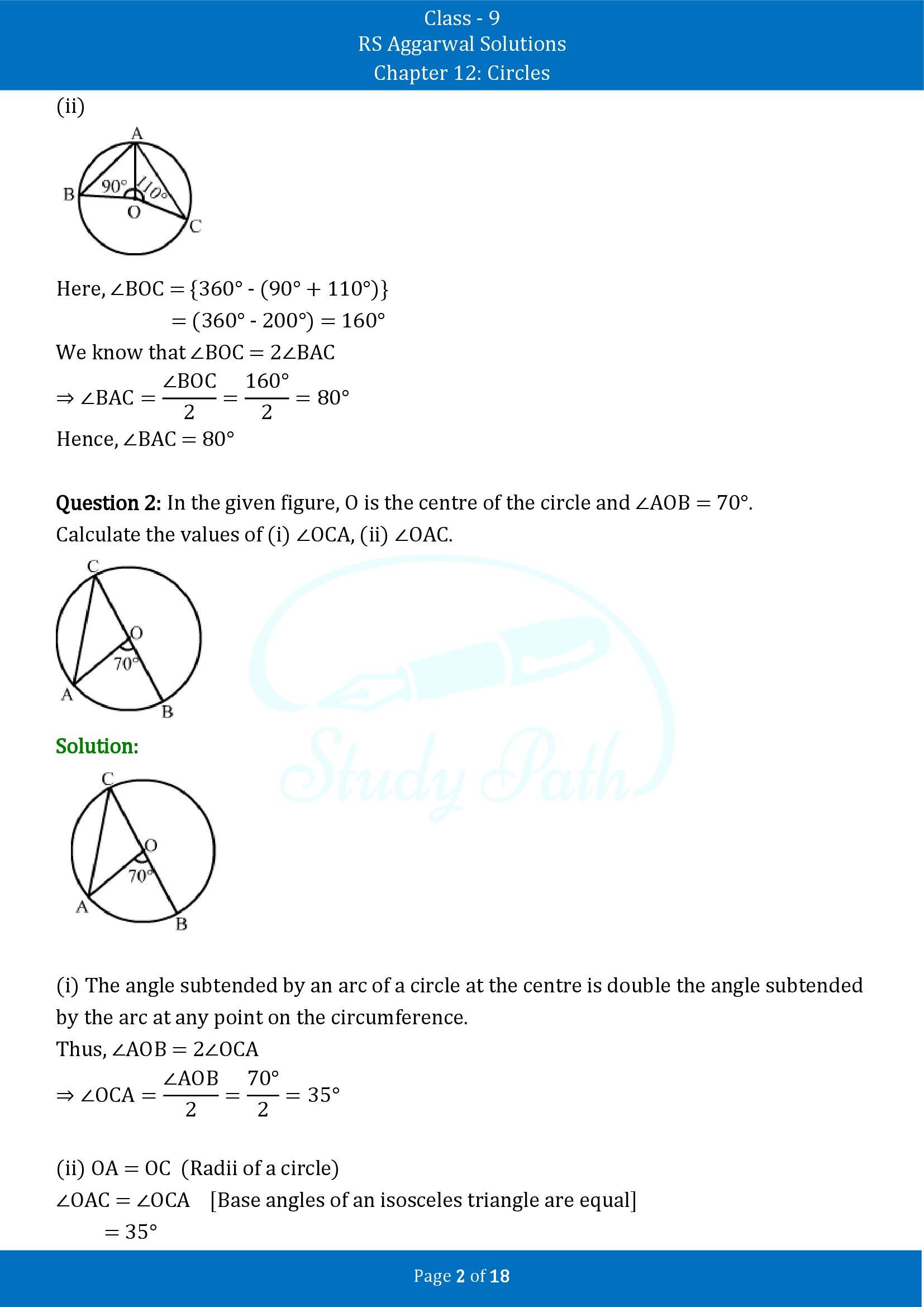 RS Aggarwal Solutions Class 9 Chapter 12 Circles Exercise 12B 00002