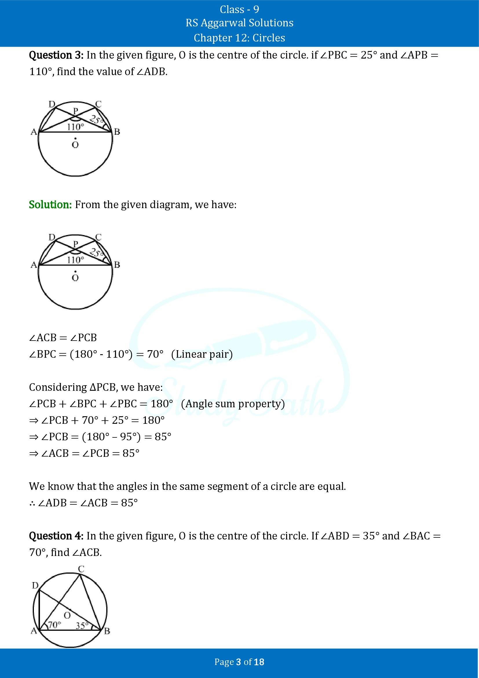 RS Aggarwal Solutions Class 9 Chapter 12 Circles Exercise 12B 00003