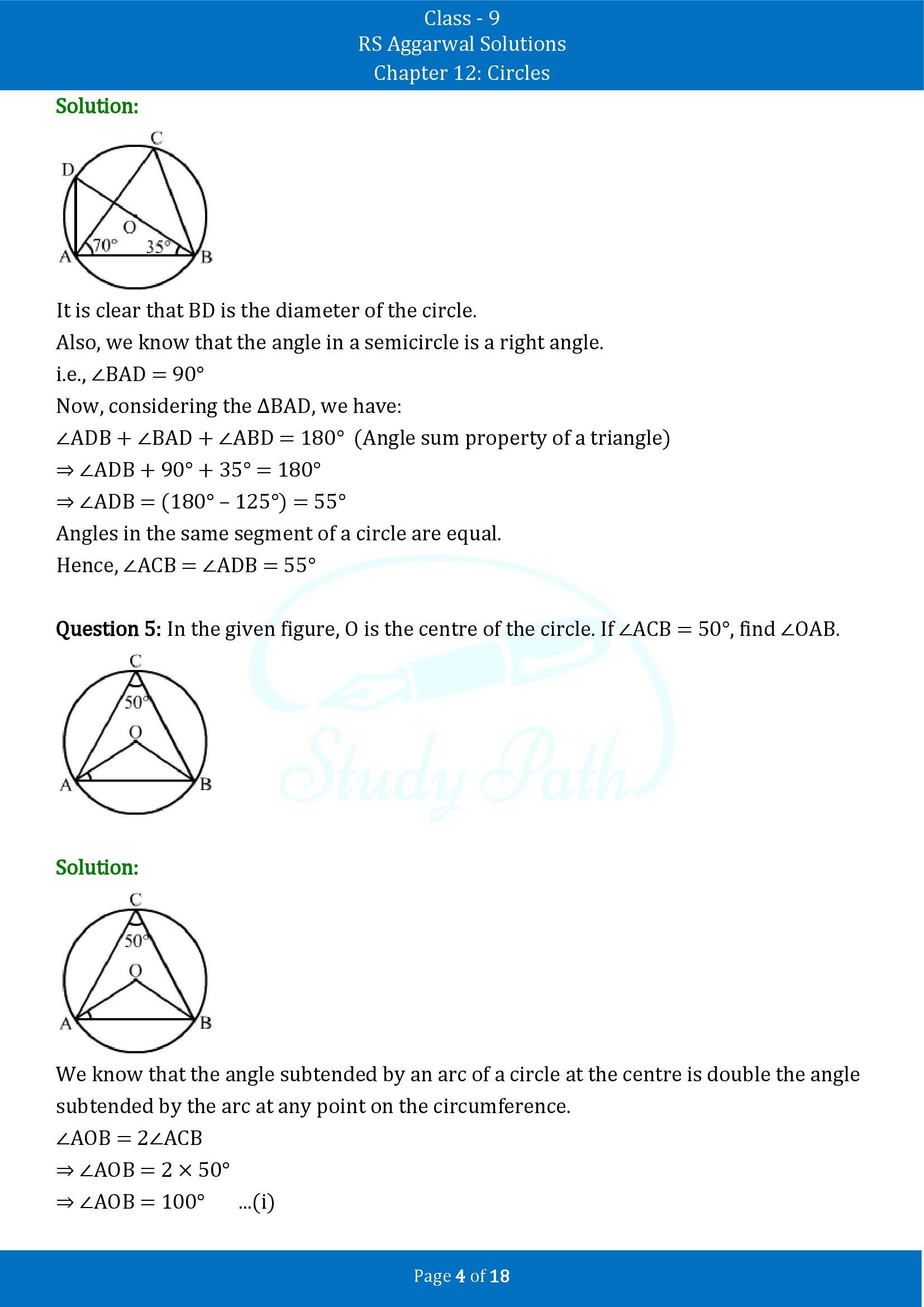 RS Aggarwal Solutions Class 9 Chapter 12 Circles Exercise 12B 00004