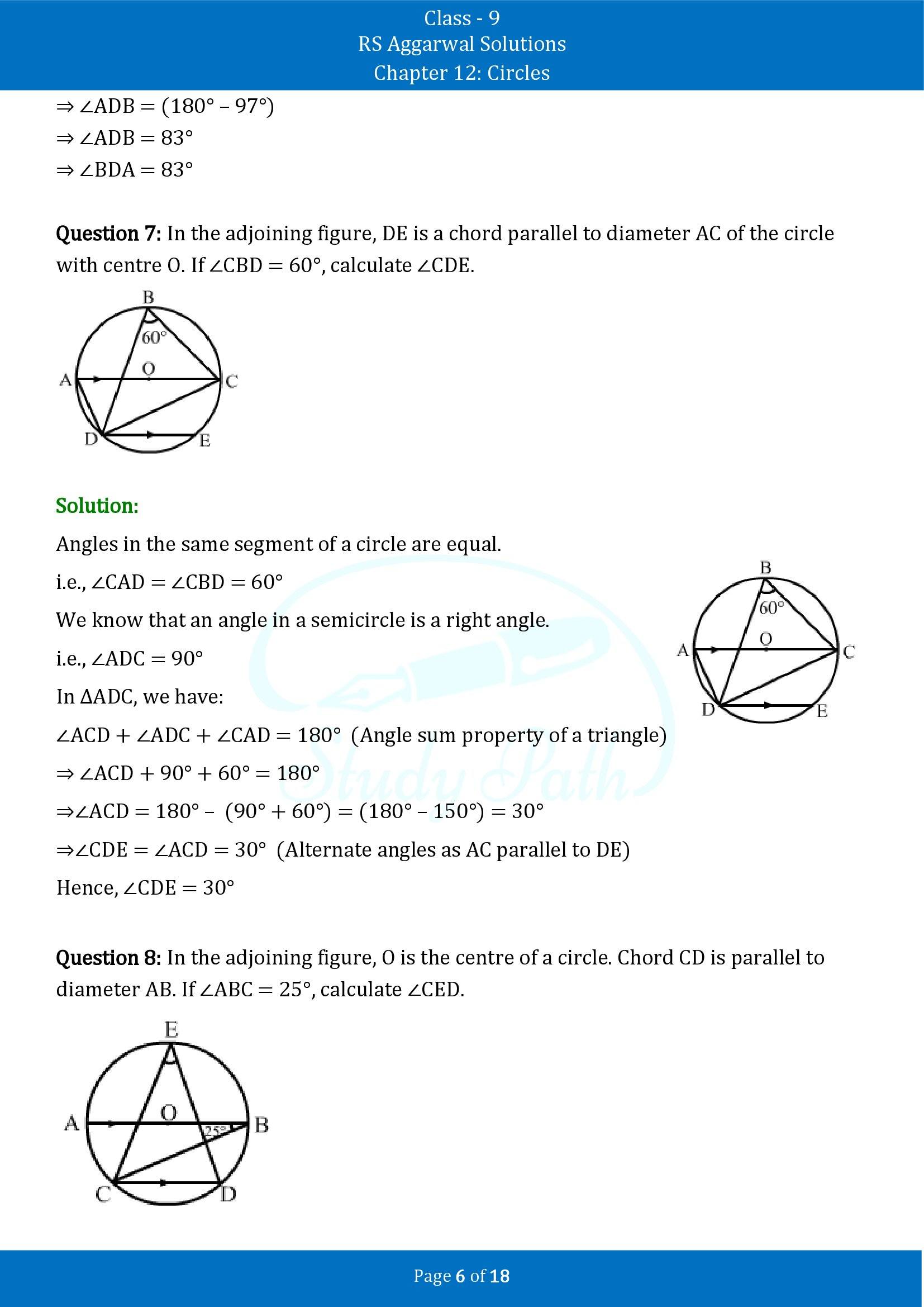 RS Aggarwal Solutions Class 9 Chapter 12 Circles Exercise 12B 00006