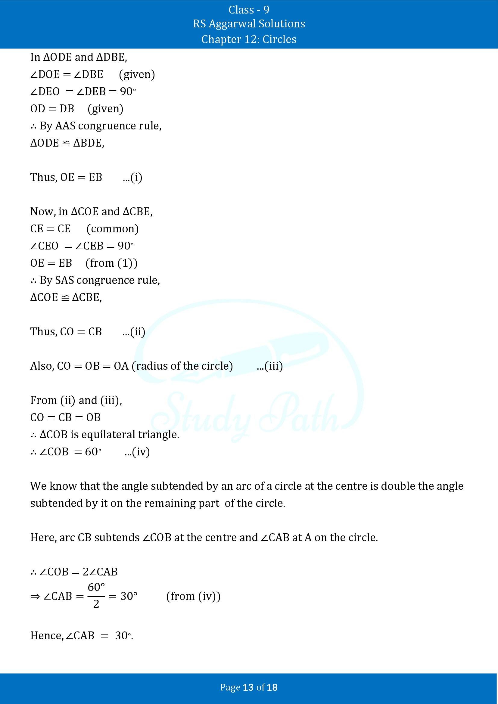 RS Aggarwal Solutions Class 9 Chapter 12 Circles Exercise 12B 00013