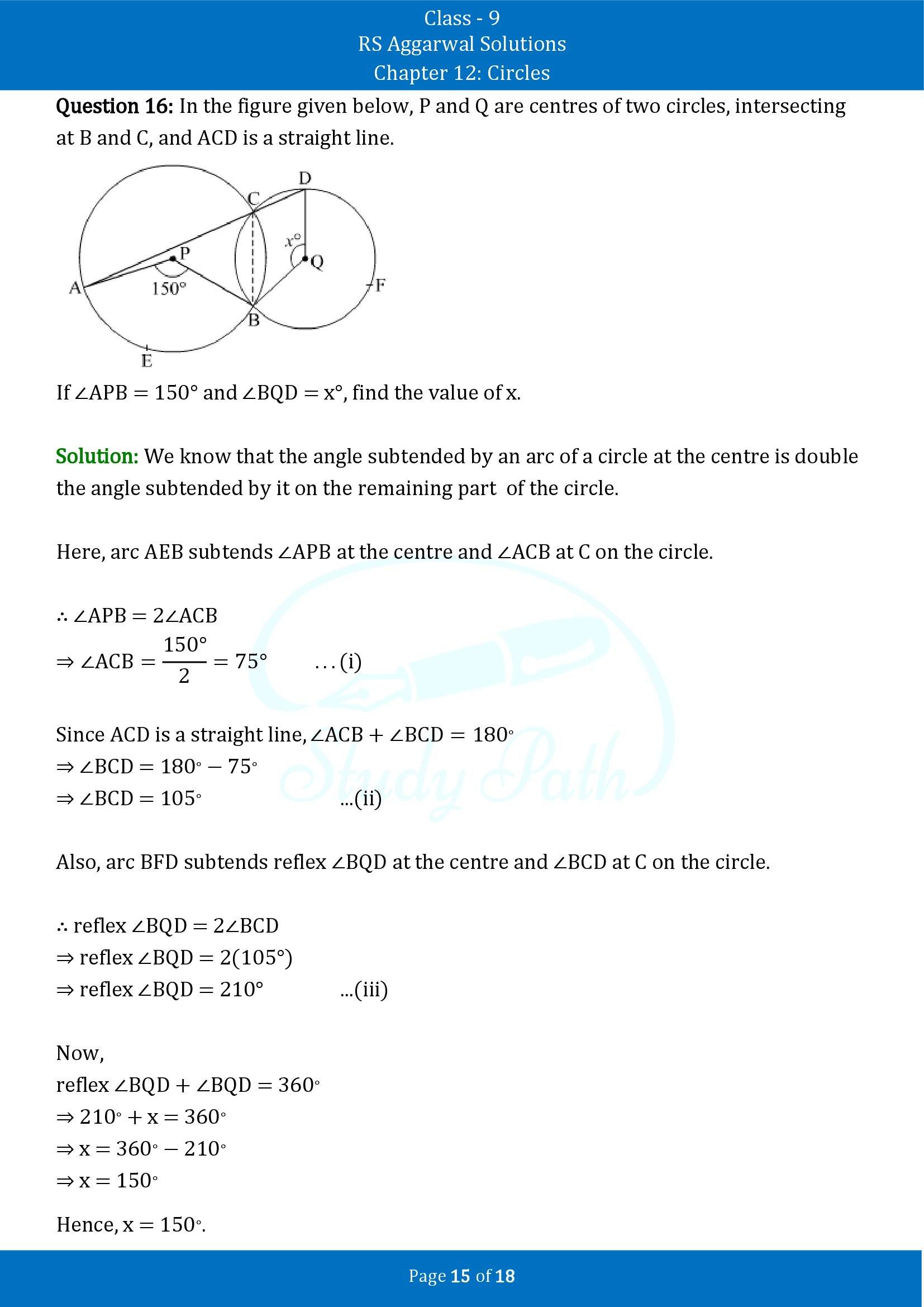 RS Aggarwal Solutions Class 9 Chapter 12 Circles Exercise 12B 00015