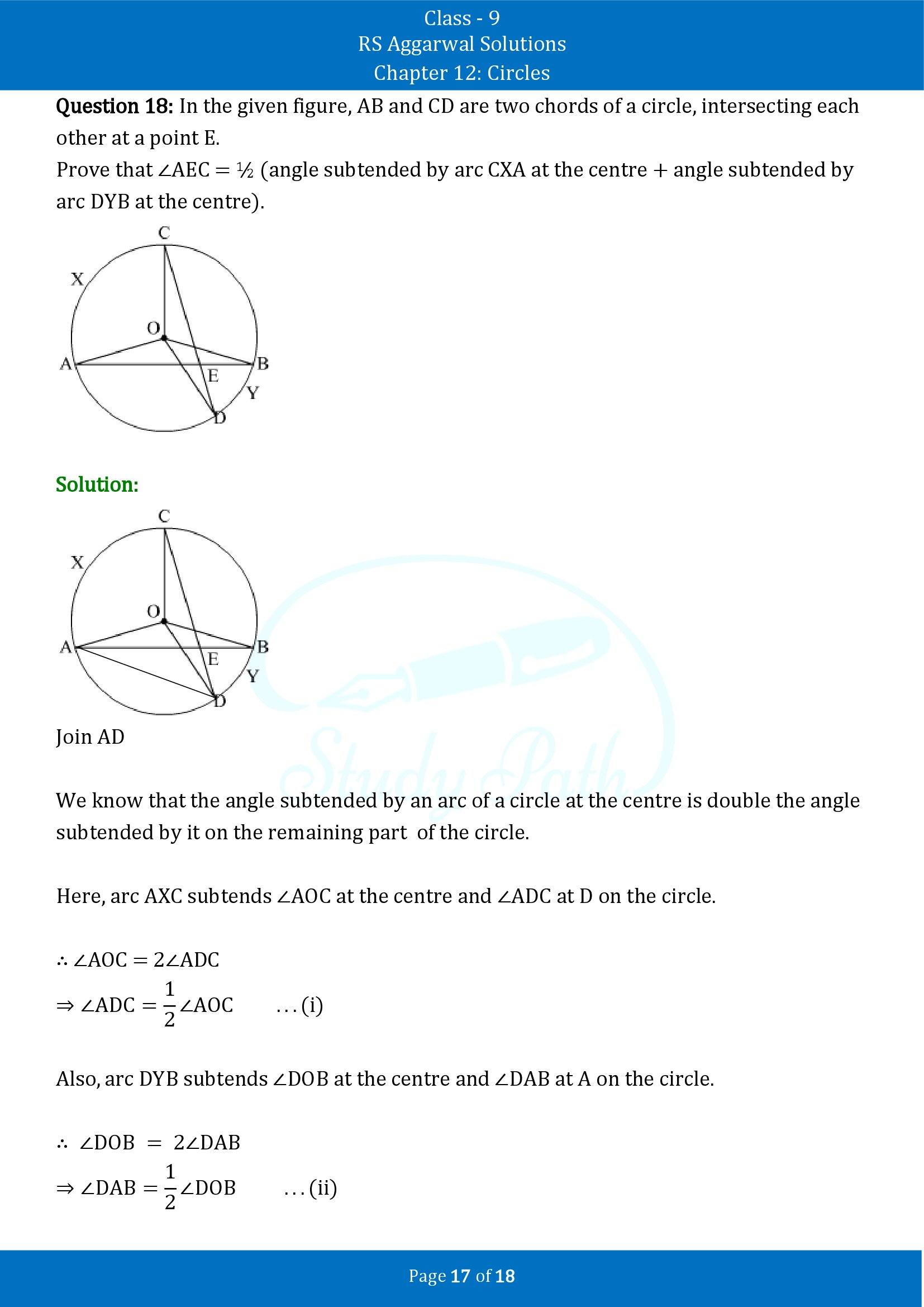 RS Aggarwal Solutions Class 9 Chapter 12 Circles Exercise 12B 00017