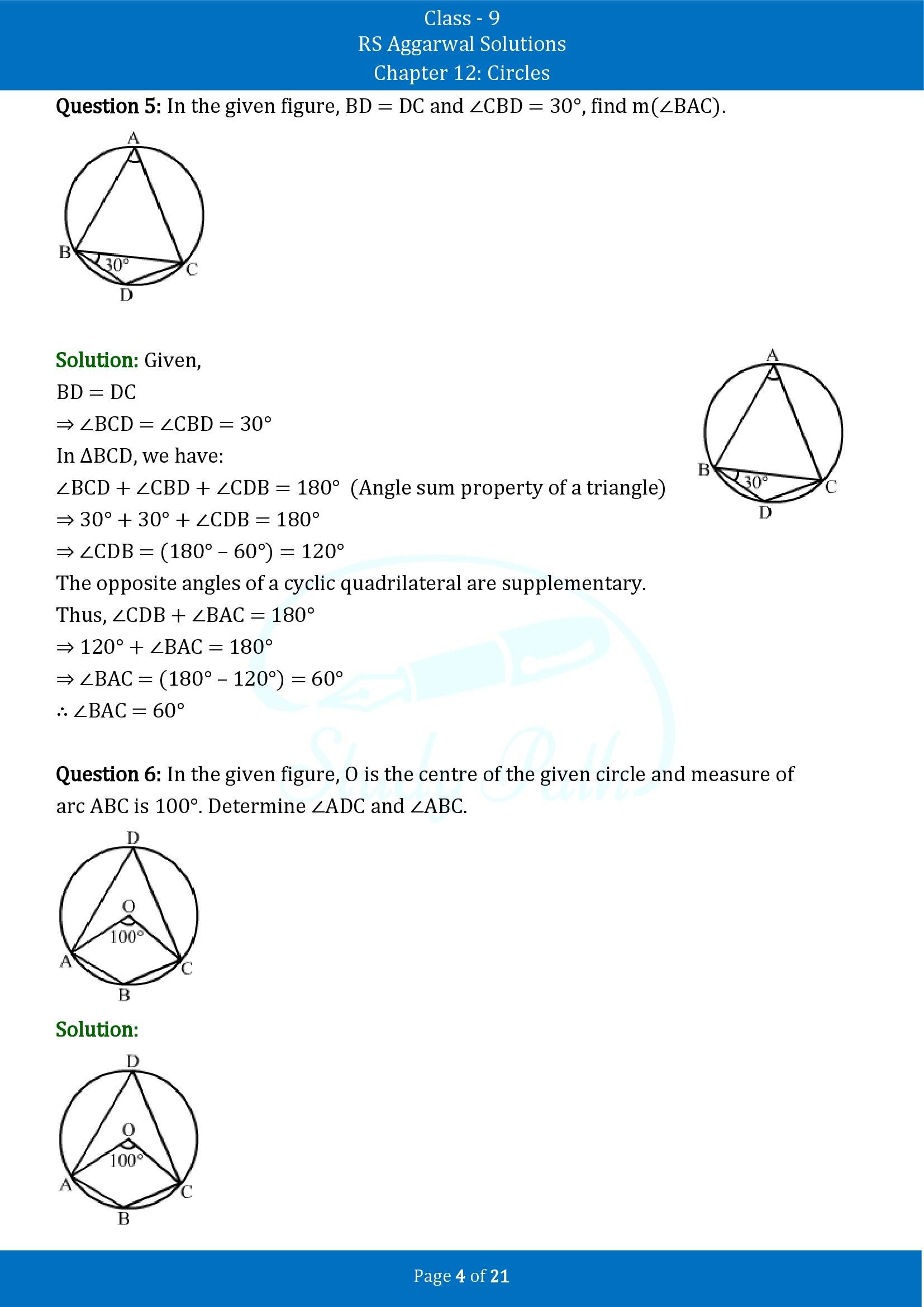 RS Aggarwal Solutions Class 9 Chapter 12 Circles Exercise 12C 00004