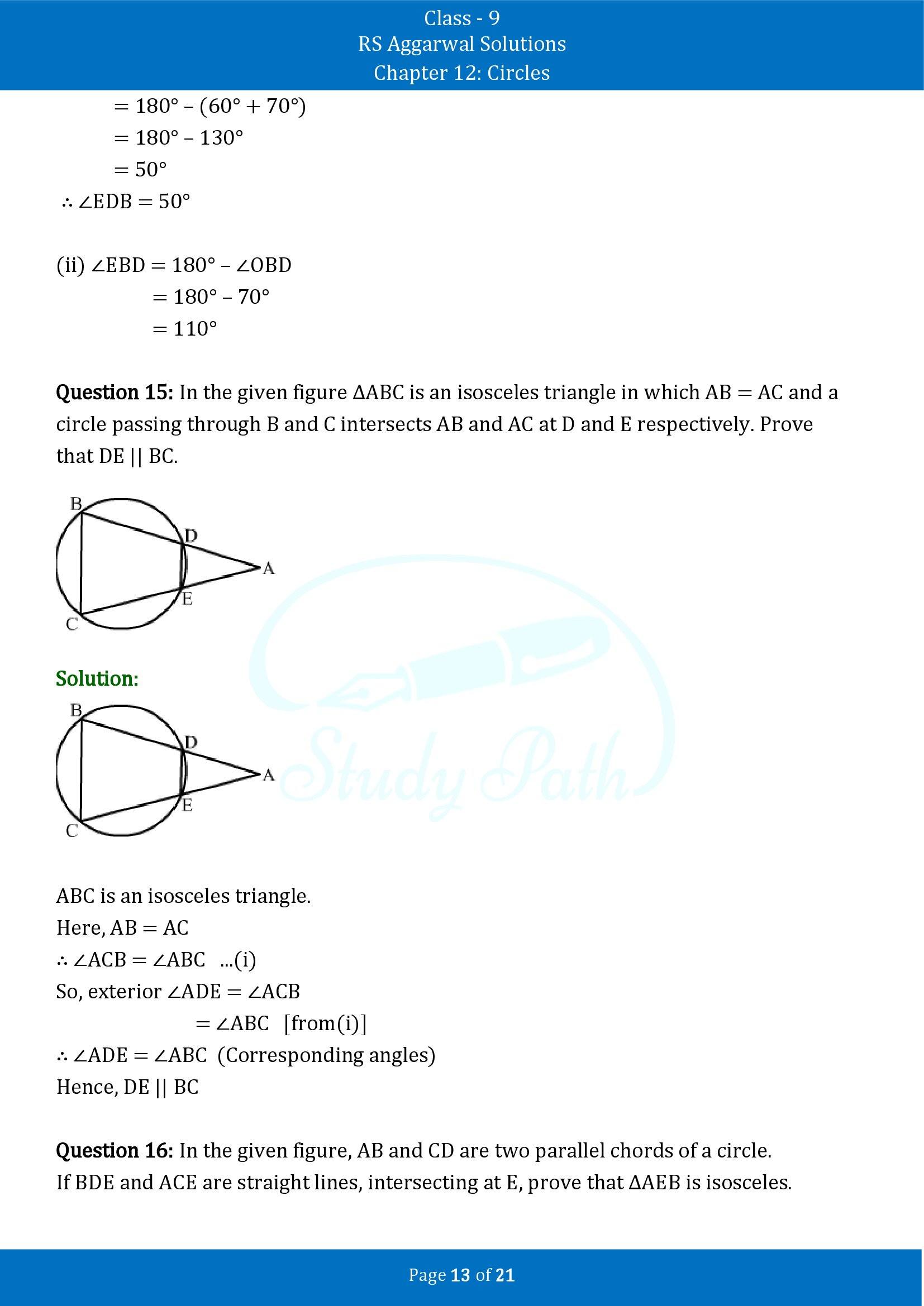 RS Aggarwal Solutions Class 9 Chapter 12 Circles Exercise 12C 00013