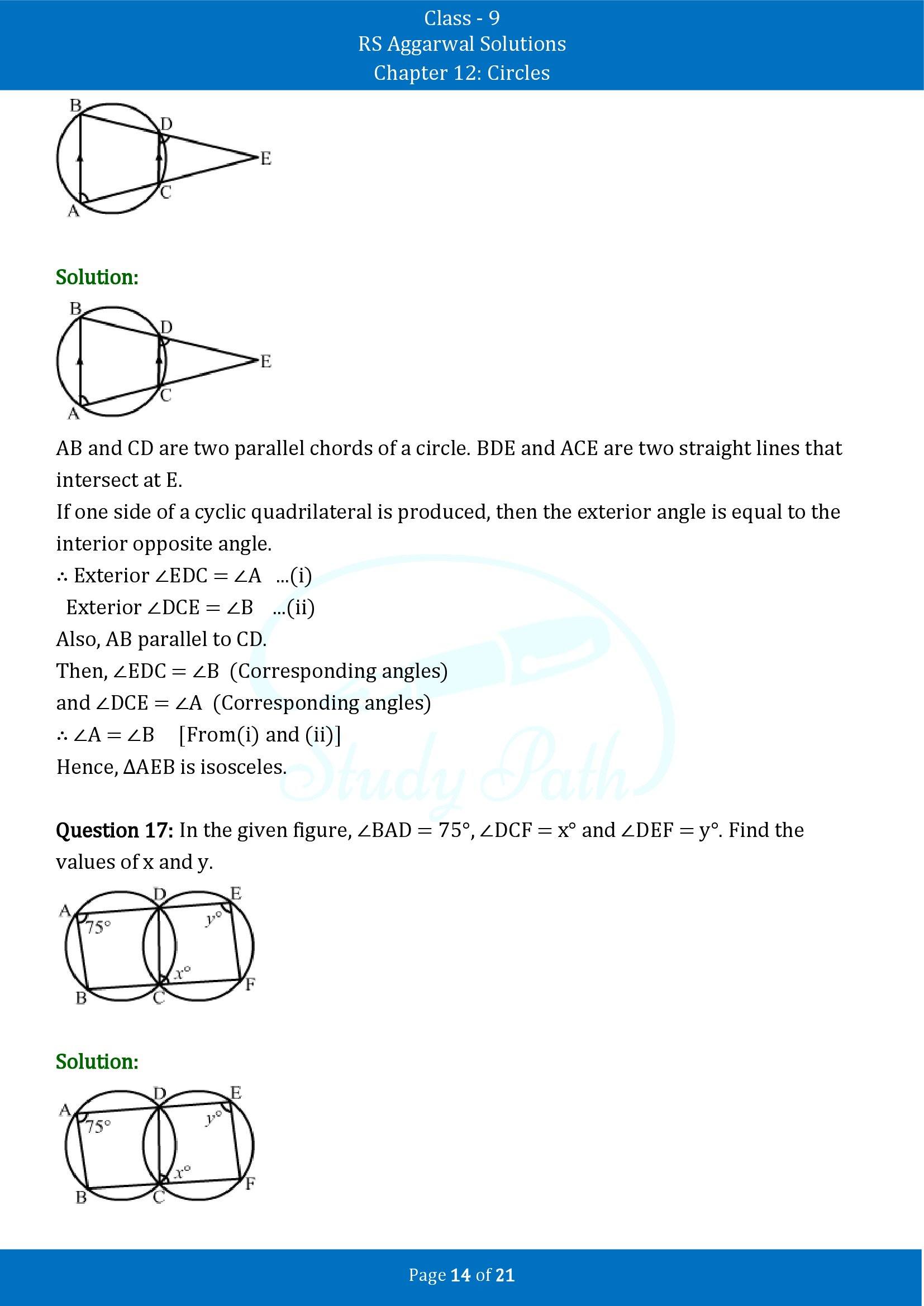 RS Aggarwal Solutions Class 9 Chapter 12 Circles Exercise 12C 00014