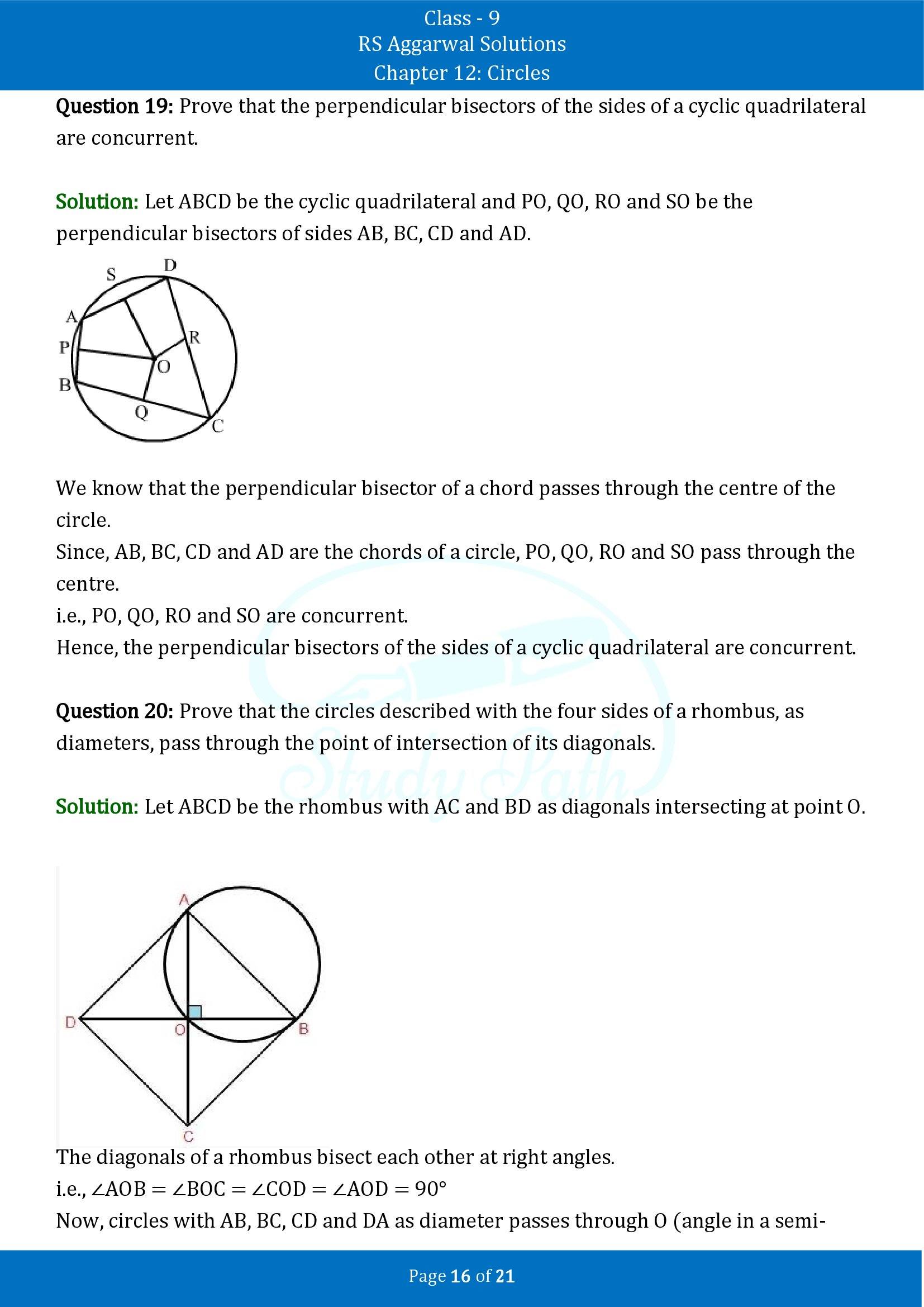 RS Aggarwal Solutions Class 9 Chapter 12 Circles Exercise 12C 00016