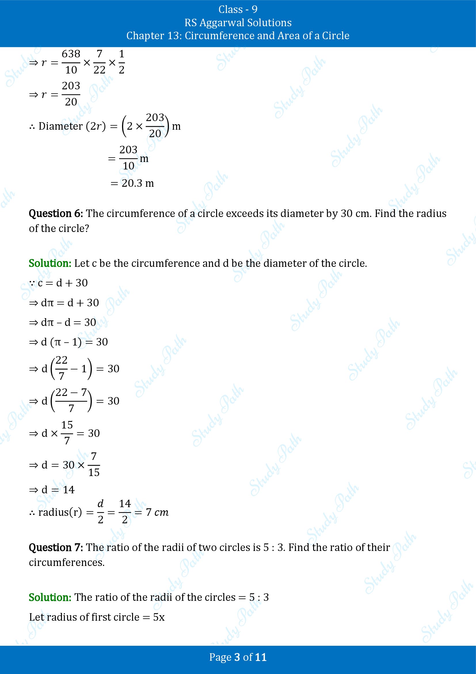 RS Aggarwal Solutions Class 9 Chapter 13 Circumference and Area of a Circle Exercise 13A 00003