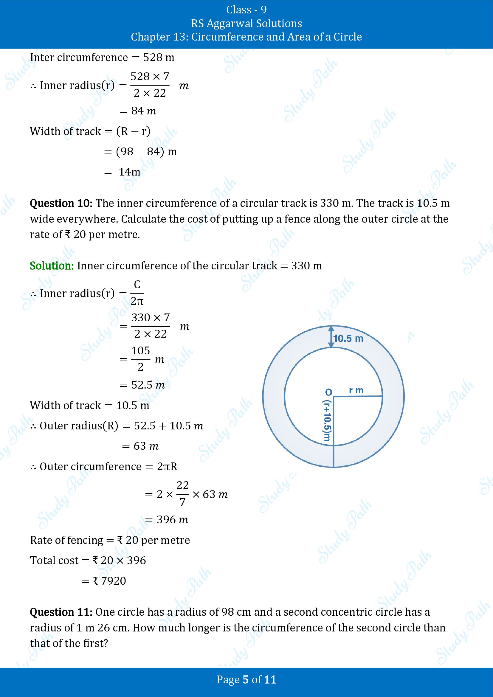 RS Aggarwal Solutions Class 9 Chapter 13 Circumference and Area of a Circle Exercise 13A 00005