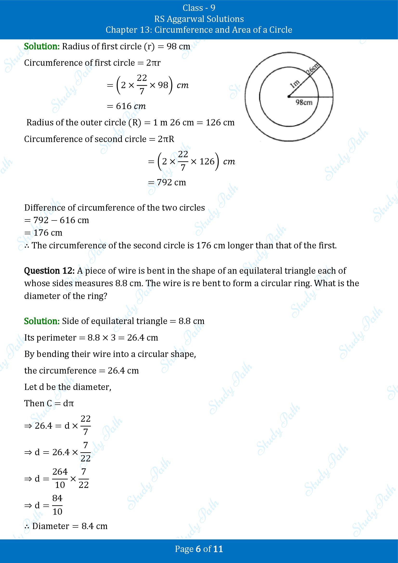 RS Aggarwal Solutions Class 9 Chapter 13 Circumference and Area of a Circle Exercise 13A 00006