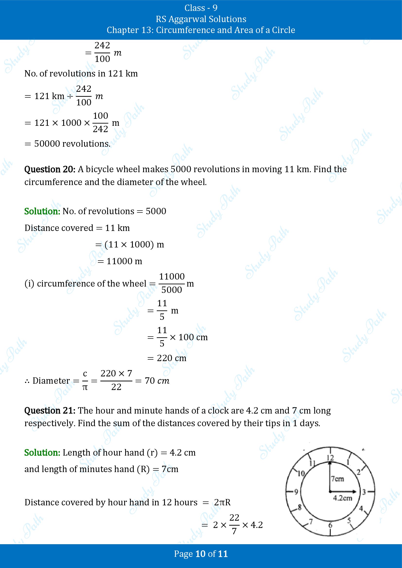 RS Aggarwal Solutions Class 9 Chapter 13 Circumference and Area of a Circle Exercise 13A 00010
