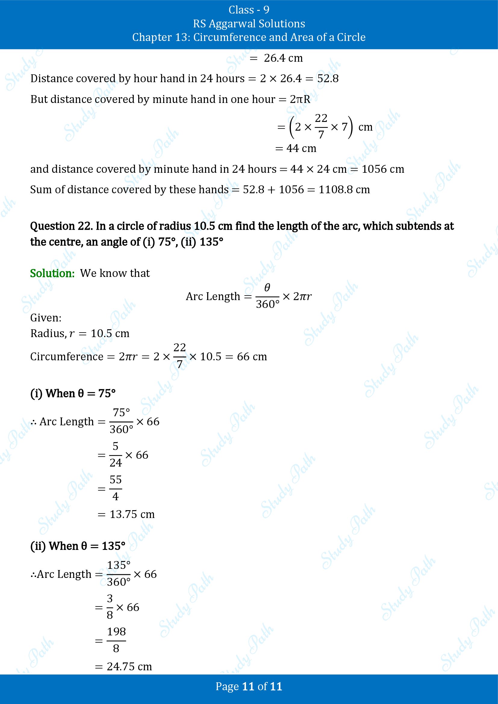 RS Aggarwal Solutions Class 9 Chapter 13 Circumference and Area of a Circle Exercise 13A 00011