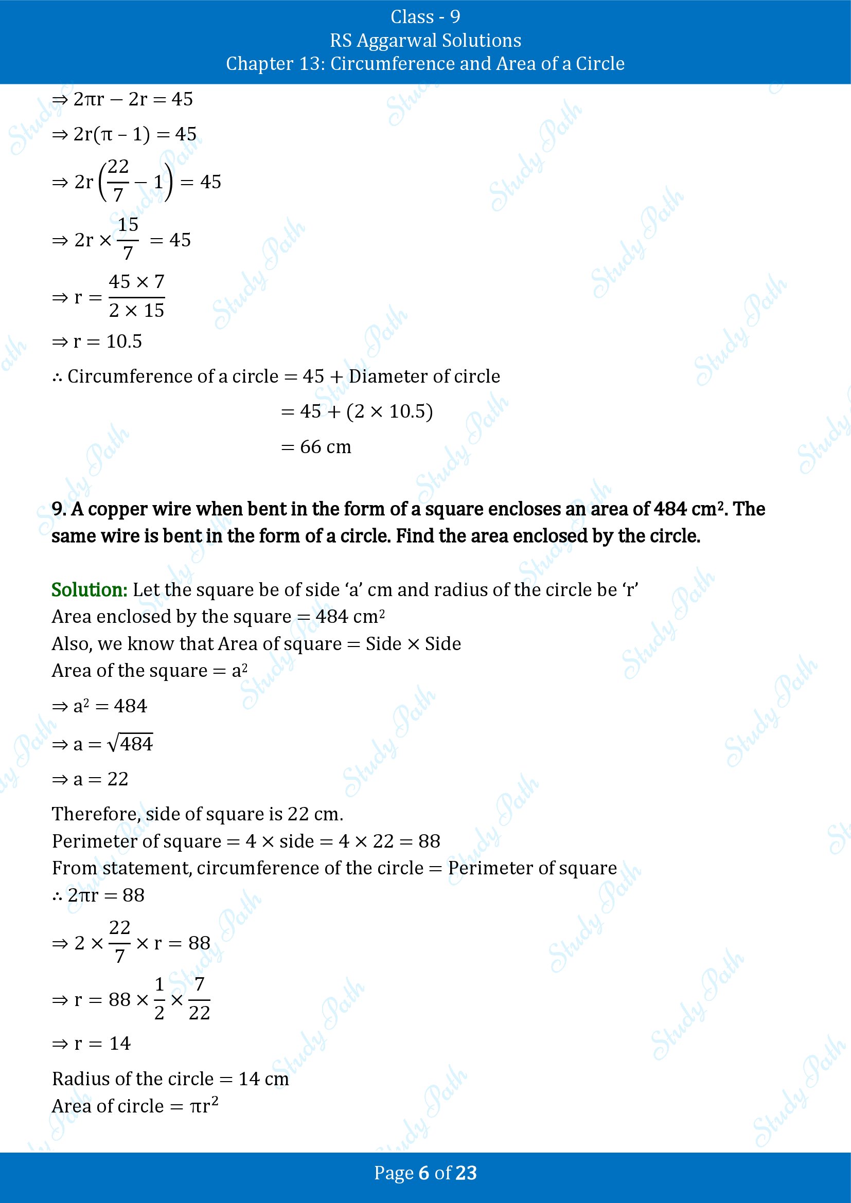 RS Aggarwal Solutions Class 9 Chapter 13 Circumference and Area of a Circle Exercise 13B 00006